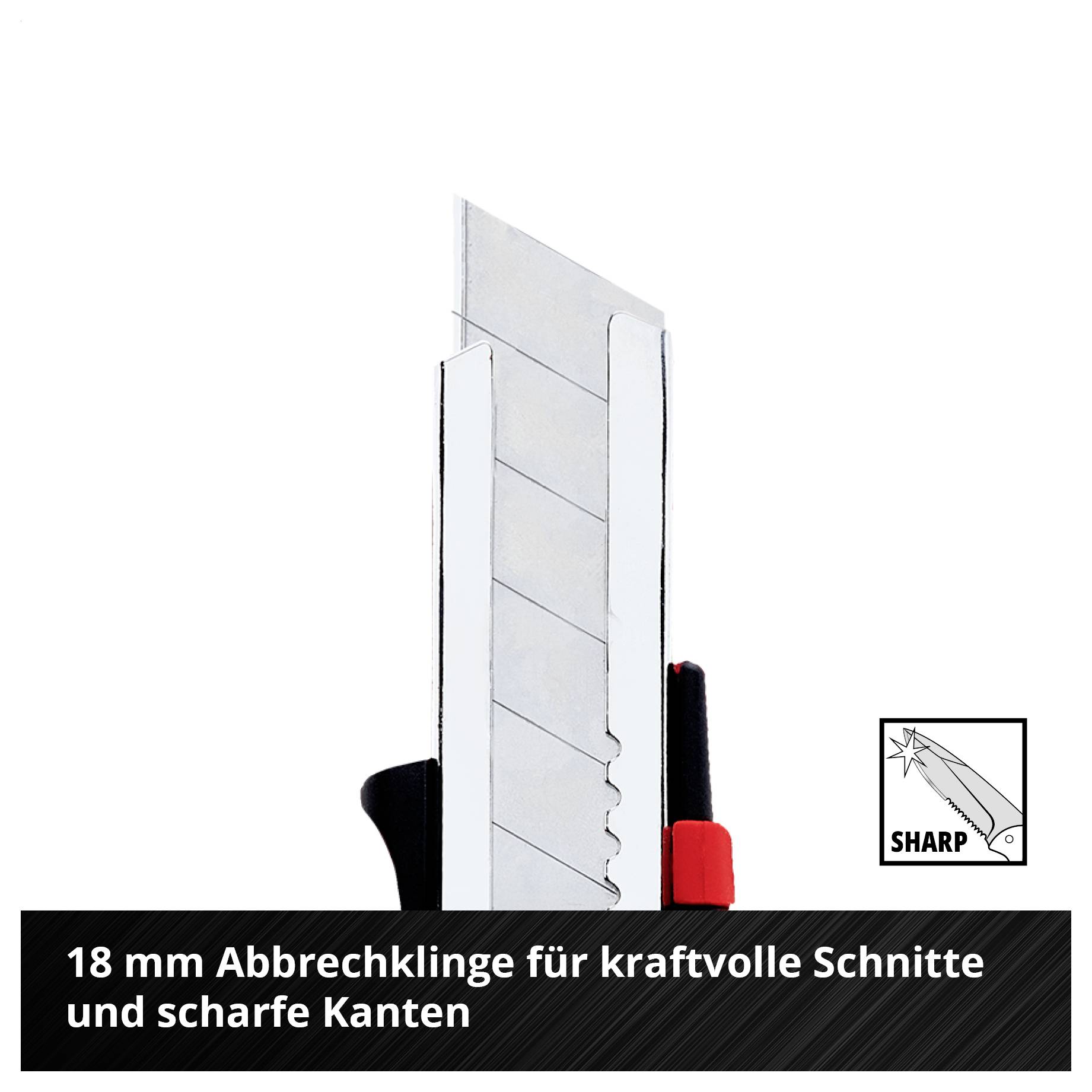 Einhell 15119 Einhell Abbrechklingenmesser 18 mm (Metallgehäuse, Abbrechklinge, Edelstahlführung, Autolock-Funktion, manuelle Längeneinstellung, vi