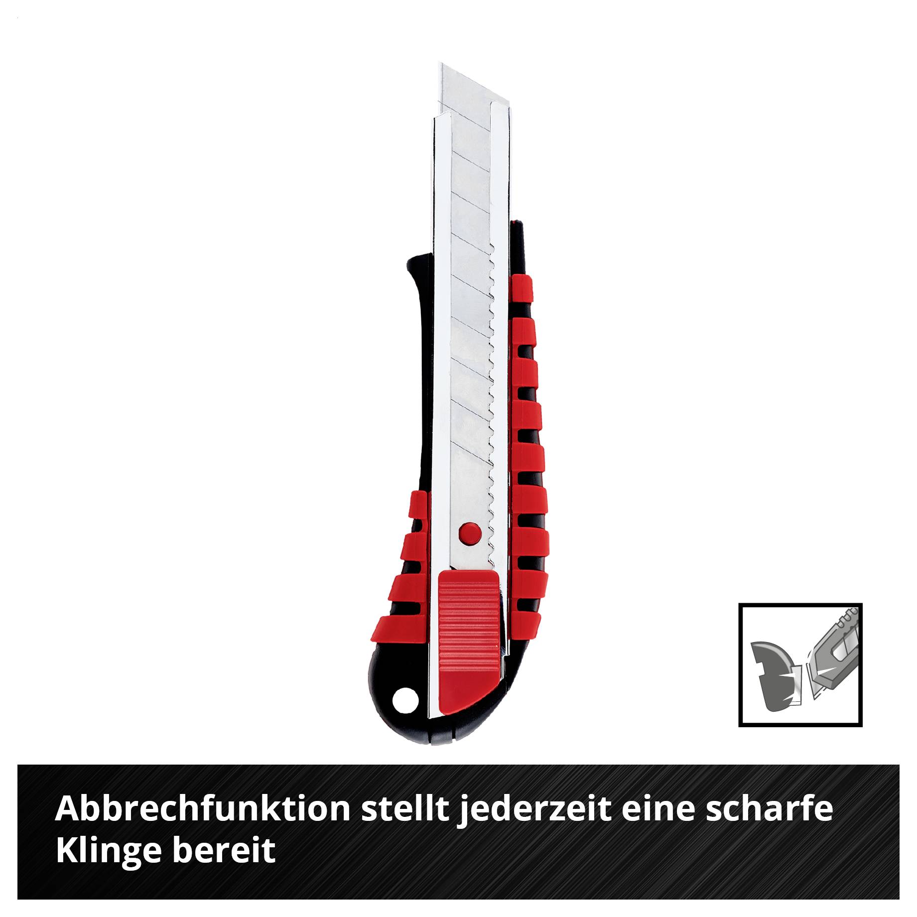 Einhell 15119 Einhell Abbrechklingenmesser 18 mm (Metallgehäuse, Abbrechklinge, Edelstahlführung, Autolock-Funktion, manuelle Längeneinstellung, vi