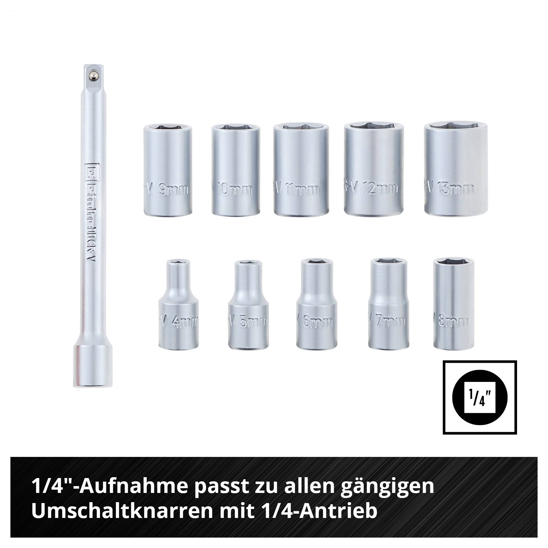 Einhell Umschaltknarren-Set metrisch 1/4" 13teilig 372411