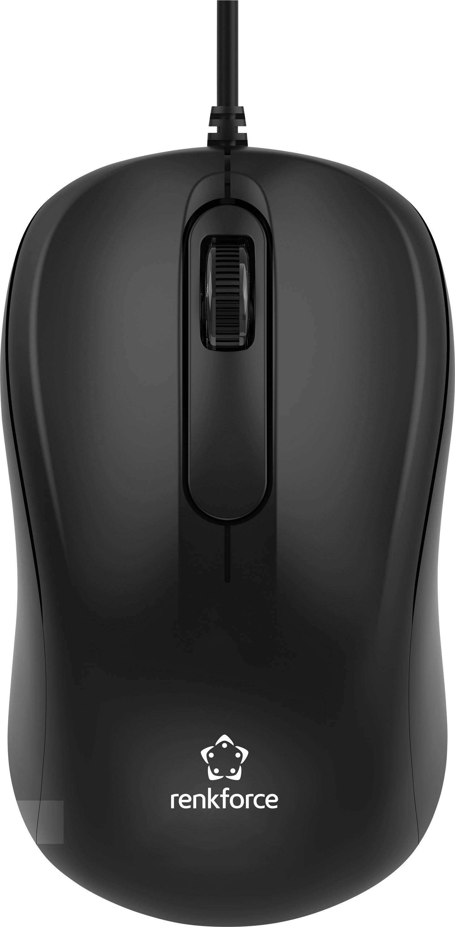 Schwarze kabelgebundene Computermaus mit Scrollrad und 