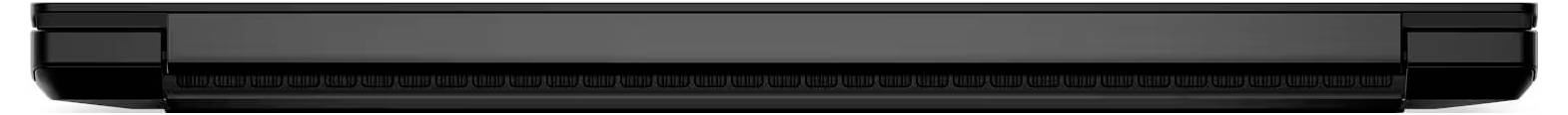 Seitenansicht eines geschlossenen schwarzen Laptops mit zugeklapptem Deckel.