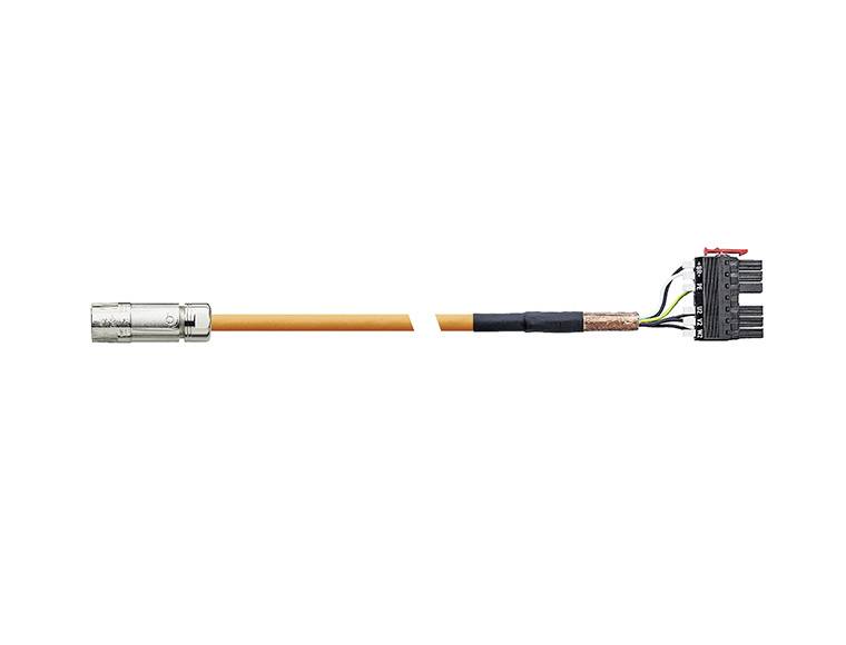 Grünes Kabel mit Metallsteckern in der Mitte getrennt, dargestellt auf weißem Hintergrund.