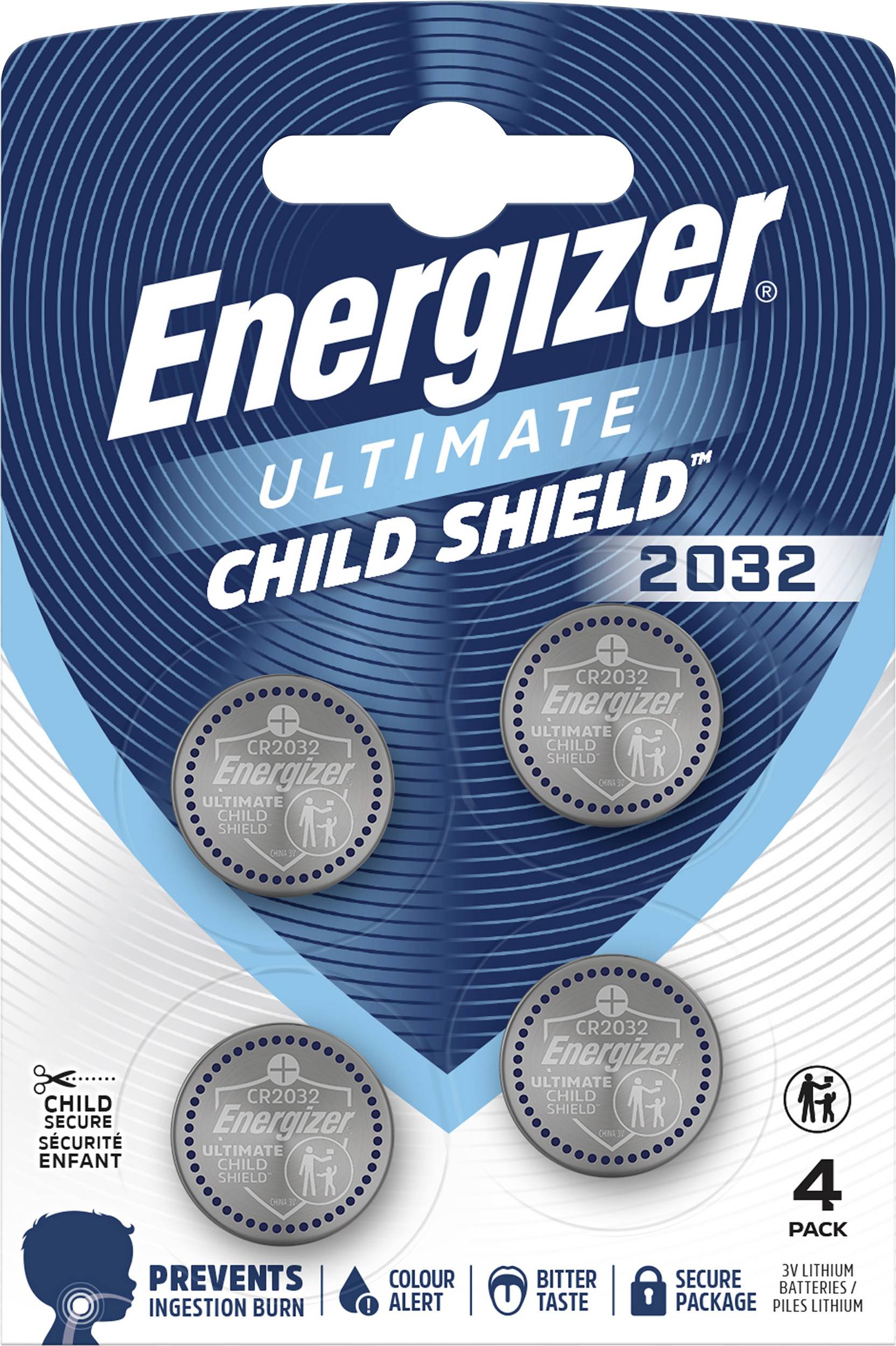 Energizer Knopfzelle CR2032 3 V 4 St. 235 mAh Lithium Ultimate Child Shield E304206103