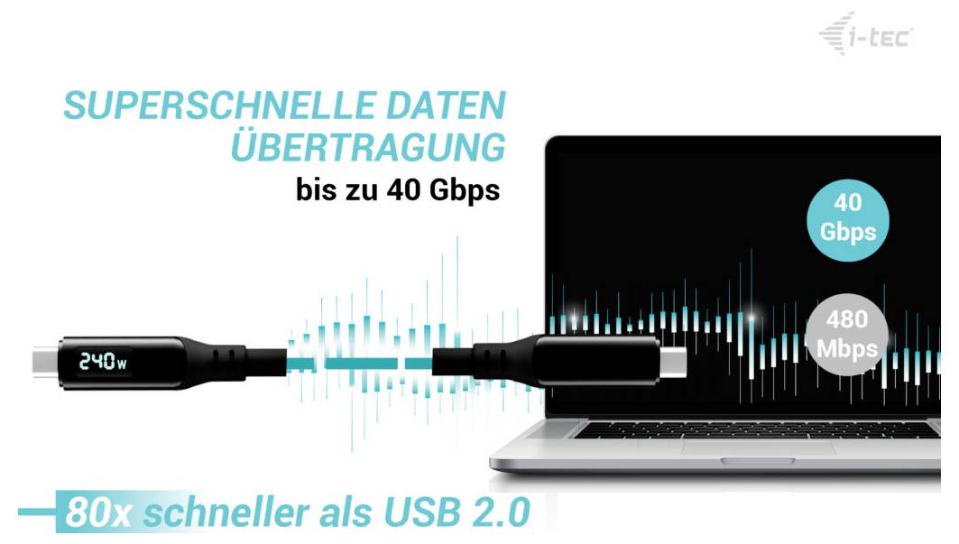 I-tec Thunderbolt™-Kabel 1.5m Schwarz TB4CBL150CMPRO