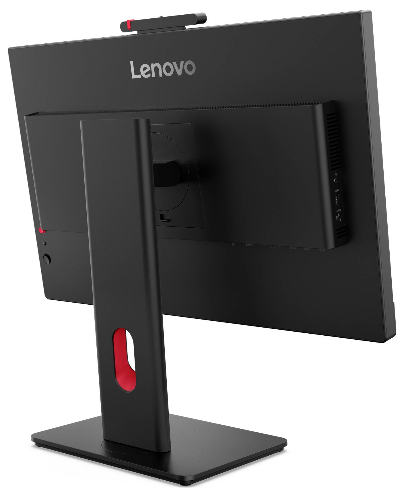 Schwarzer Lenovo ThinkPad Laptop auf weißem Hintergrund mit gelbem 