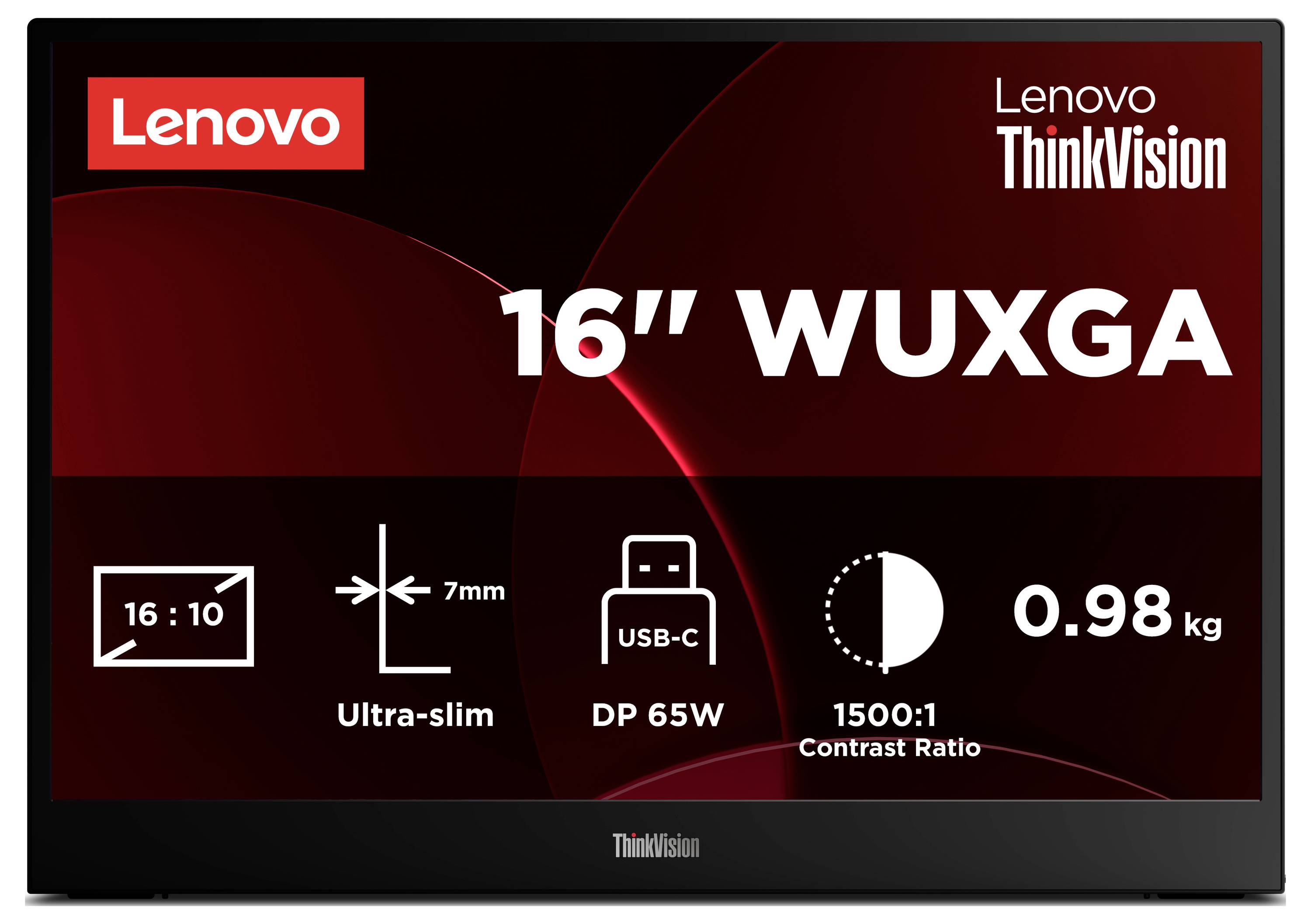 Lenovo ThinkVision M16 LCD-Monitor EEK B (A - G) 40.6 cm (16 Zoll) 16:10 8 ms