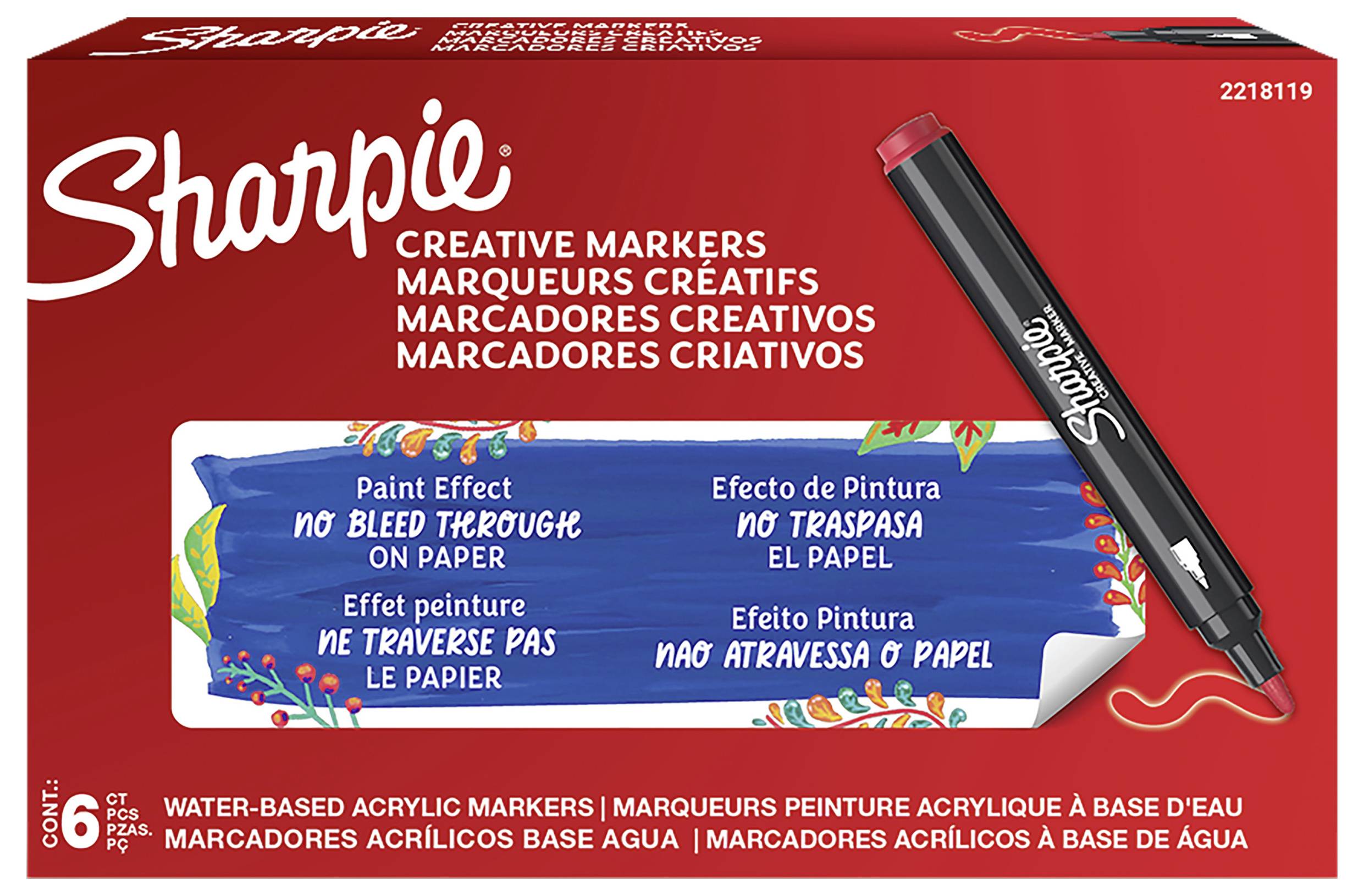 Box mit Sharpie Creative Markers, 6er-Packung wasserbasierten Acrylmarkern mit 