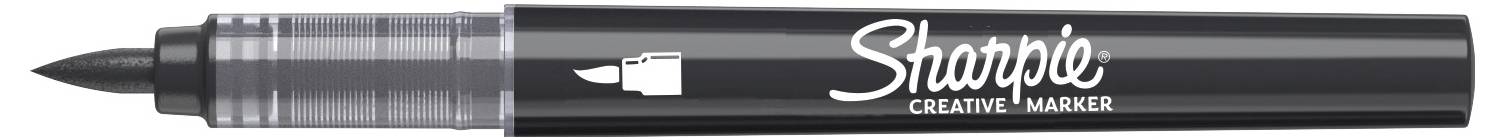 Schwarzer Sharpie Kreativmarker mit transparentem Deckel und feiner Spitze, beschriftet mit „Sharpie Creative Marker