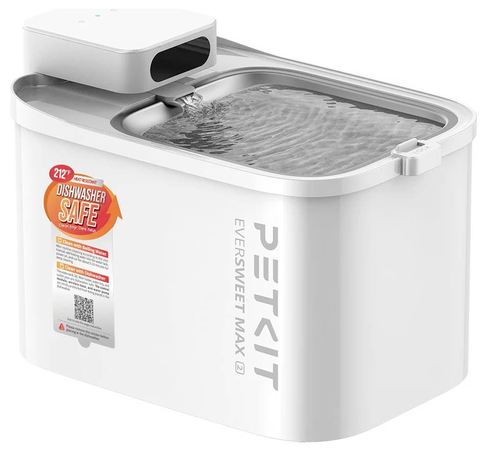 Weiße Petkit EverSweet Max 2 automatische Haustierwasserbrunnen mit offenem Wasserbecken und 