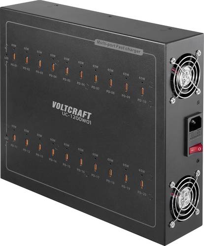 VOLTCRAFT UC-1200W01 USB Ladestation 1200 W USB PD Schwarz Innenbereich USB Power Delivery (USB-PD)