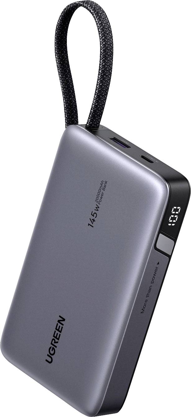 UGREEN tragbare Powerbank mit gewebtem Trageriemen, digitaler Batterienanzeige und mehreren Ladeanschlüssen