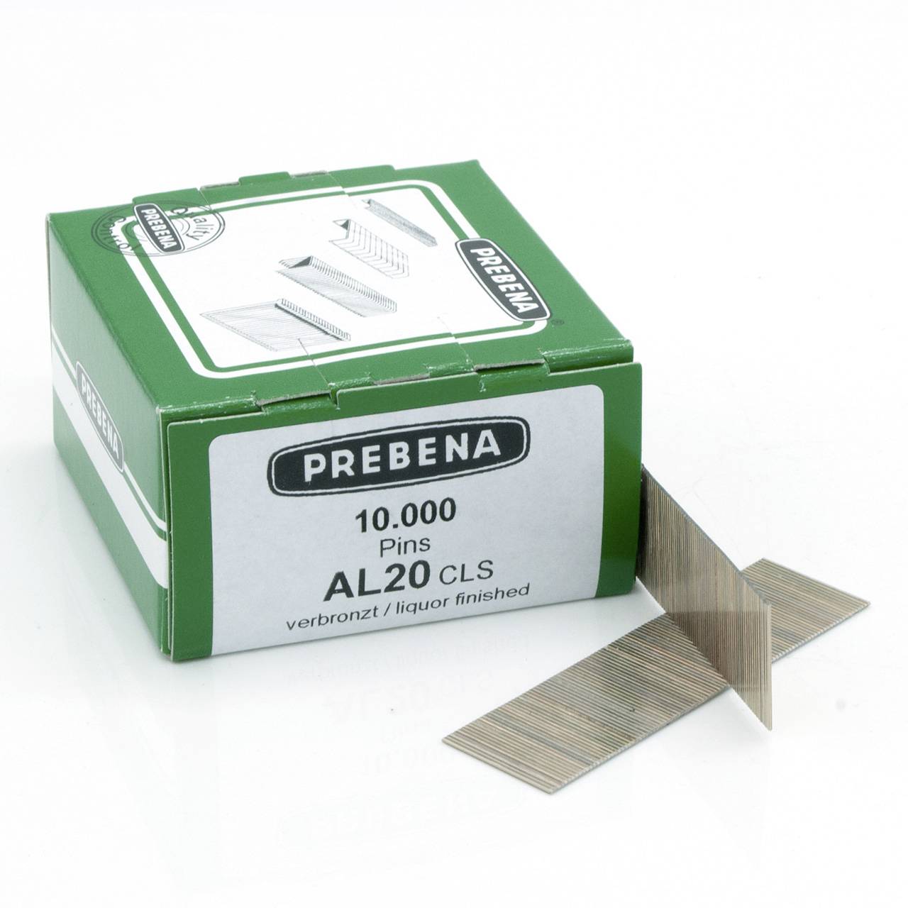 Grüne PREBENA-Box mit der Aufschrift „10.000 Pins AL20 CLS