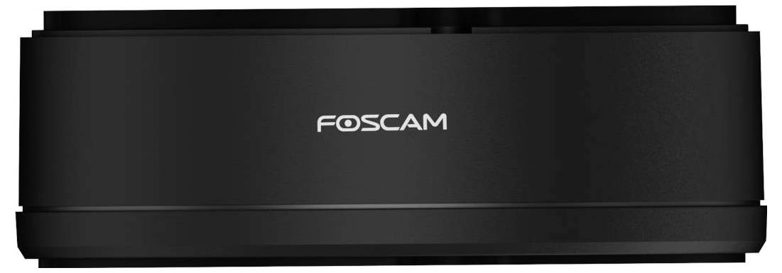 Schwarze FOSCAM-Sicherheitskamera oder DVR-Gerät von vorne gezeigt mit dem Markennamen mittig auf dem Gehäuse.