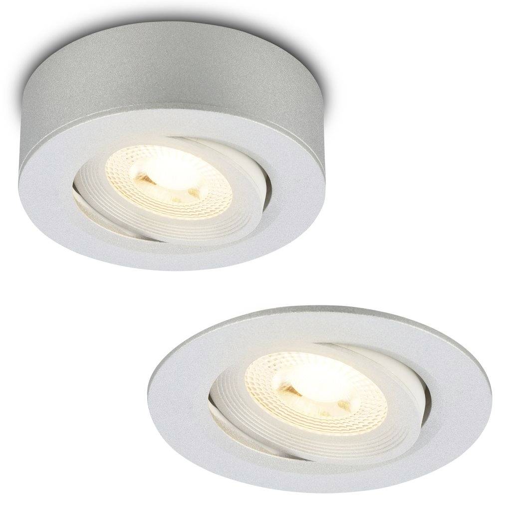 Two recessed ceiling downlights, one round and one square, shown on a white background.