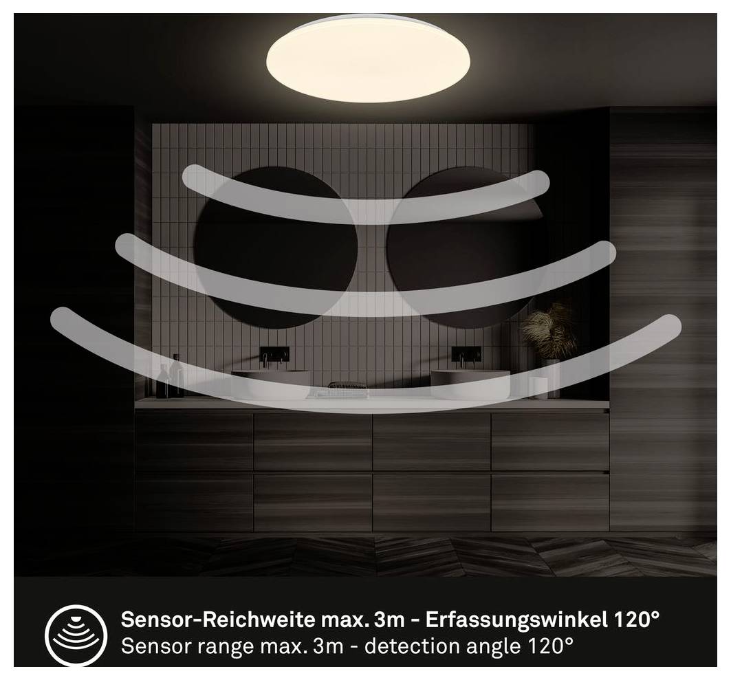 Modernes Wohnzimmer mit einem Ledersofa und Topfpflanzen unter einem gerahmten Wandschild mit der Aufschrift „BRILONER