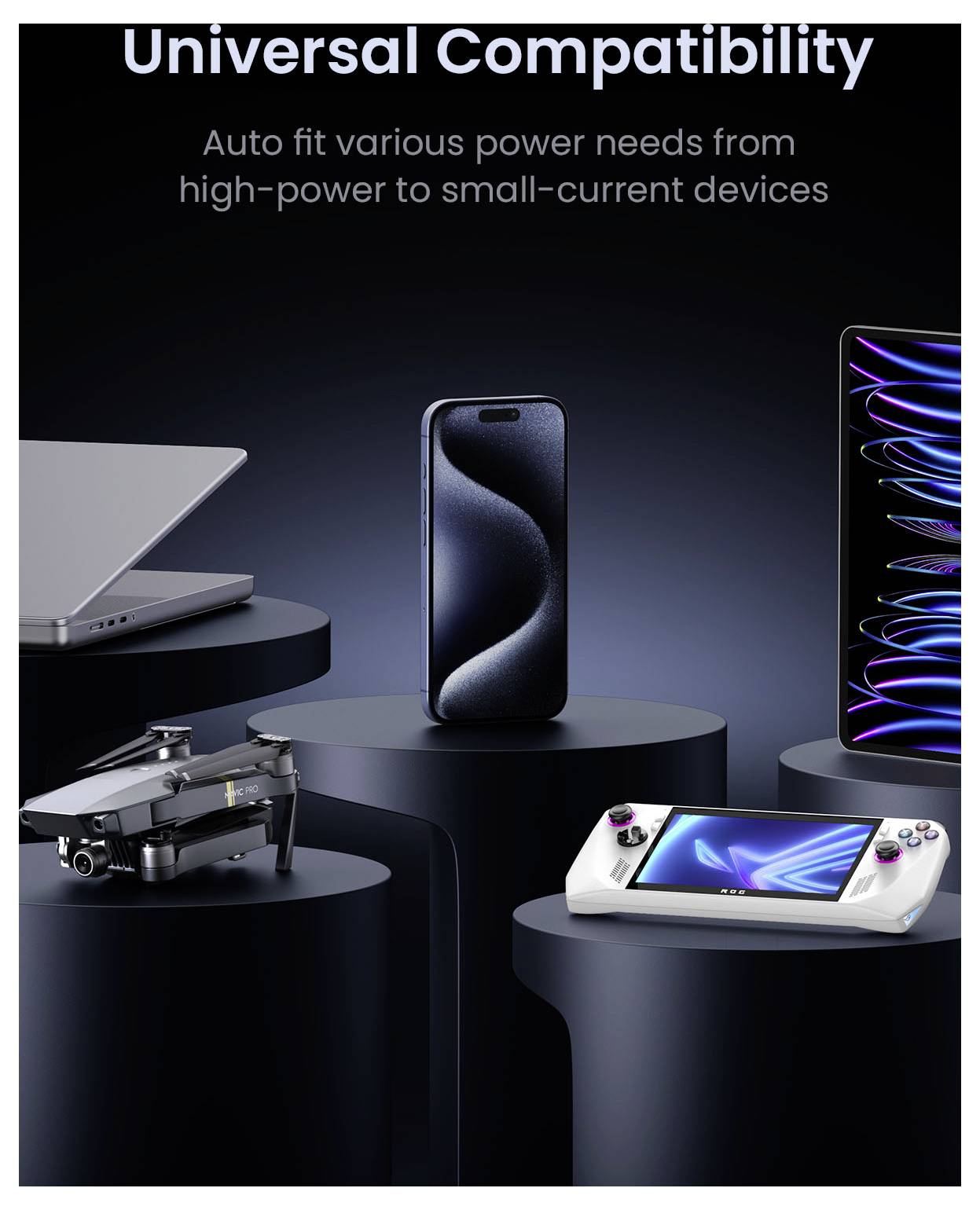 UGREEN Powerbank 48000 mAh USB PD 3.0 LiFePO 4 Silver LED Taschenlampe, Statusanzeige