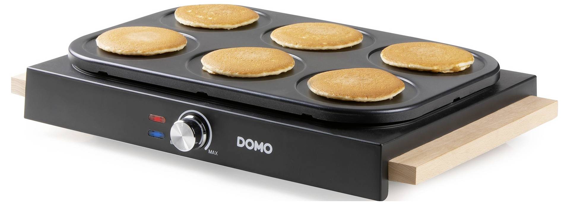 DOMO DO8717PN Pancake-Maker Antihaftbeschichtung, stufenloser Temperaturregler, Kontrollleuchte Schwarz