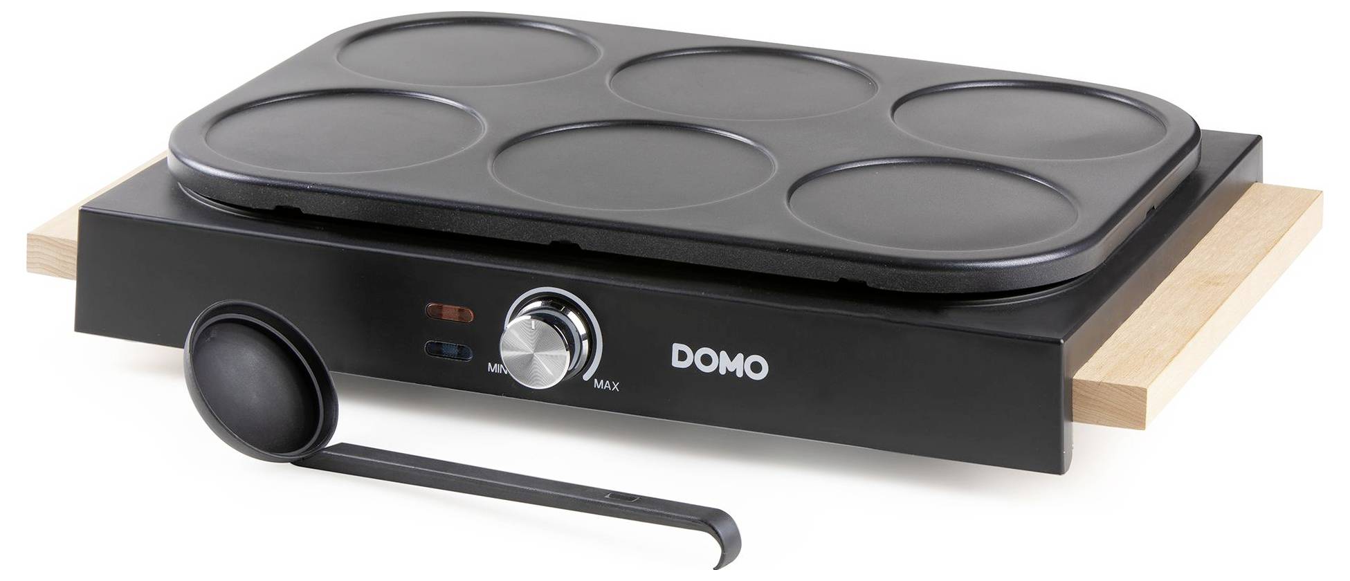DOMO DO8717PN Pancake-Maker Antihaftbeschichtung, stufenloser Temperaturregler, Kontrollleuchte Schwarz