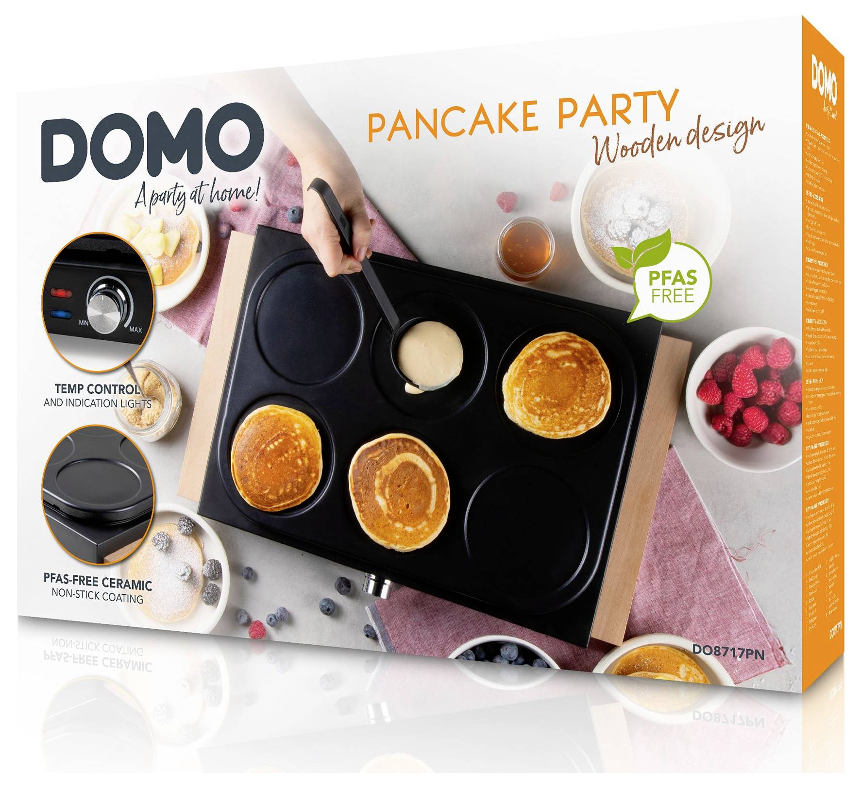 DOMO DO8717PN Pancake-Maker Antihaftbeschichtung, stufenloser Temperaturregler, Kontrollleuchte Schwarz