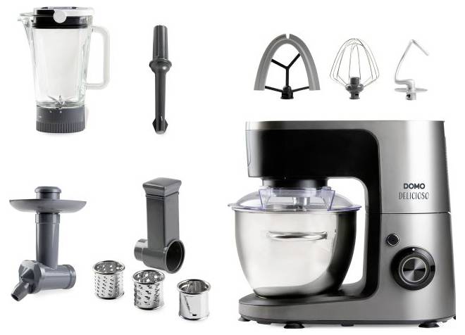 DOMO DO9293KR "Delicioso" Küchenmaschine 1200 W Edelstahl