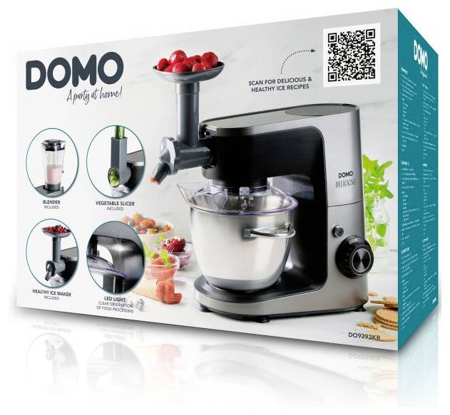 DOMO DO9293KR "Delicioso" Küchenmaschine 1200W Edelstahl