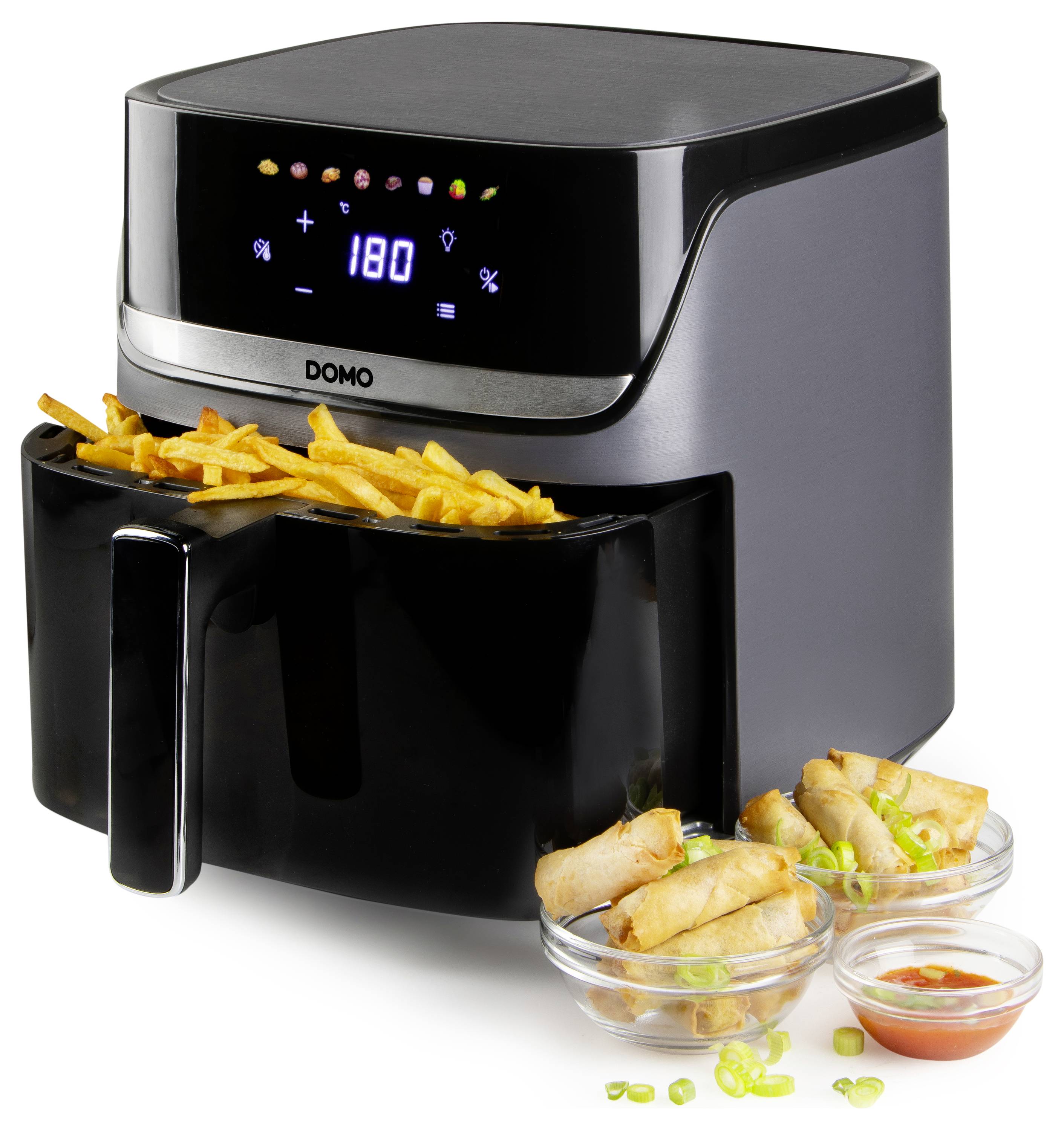 DOMO Heißluft-Fritteuse 2800 W Schwarz, Silber