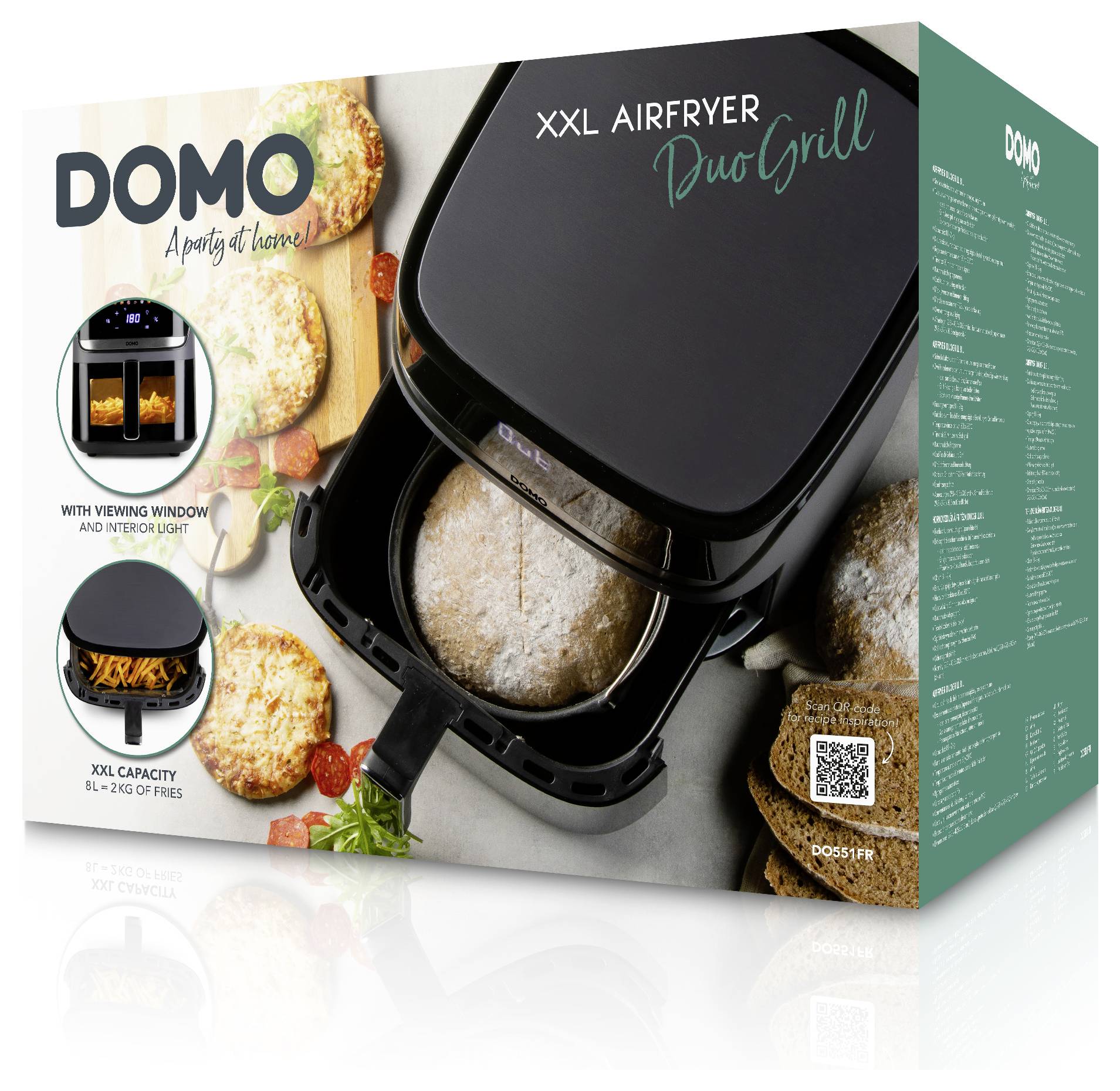 DOMO Heißluft-Fritteuse 2800 W Schwarz, Silber