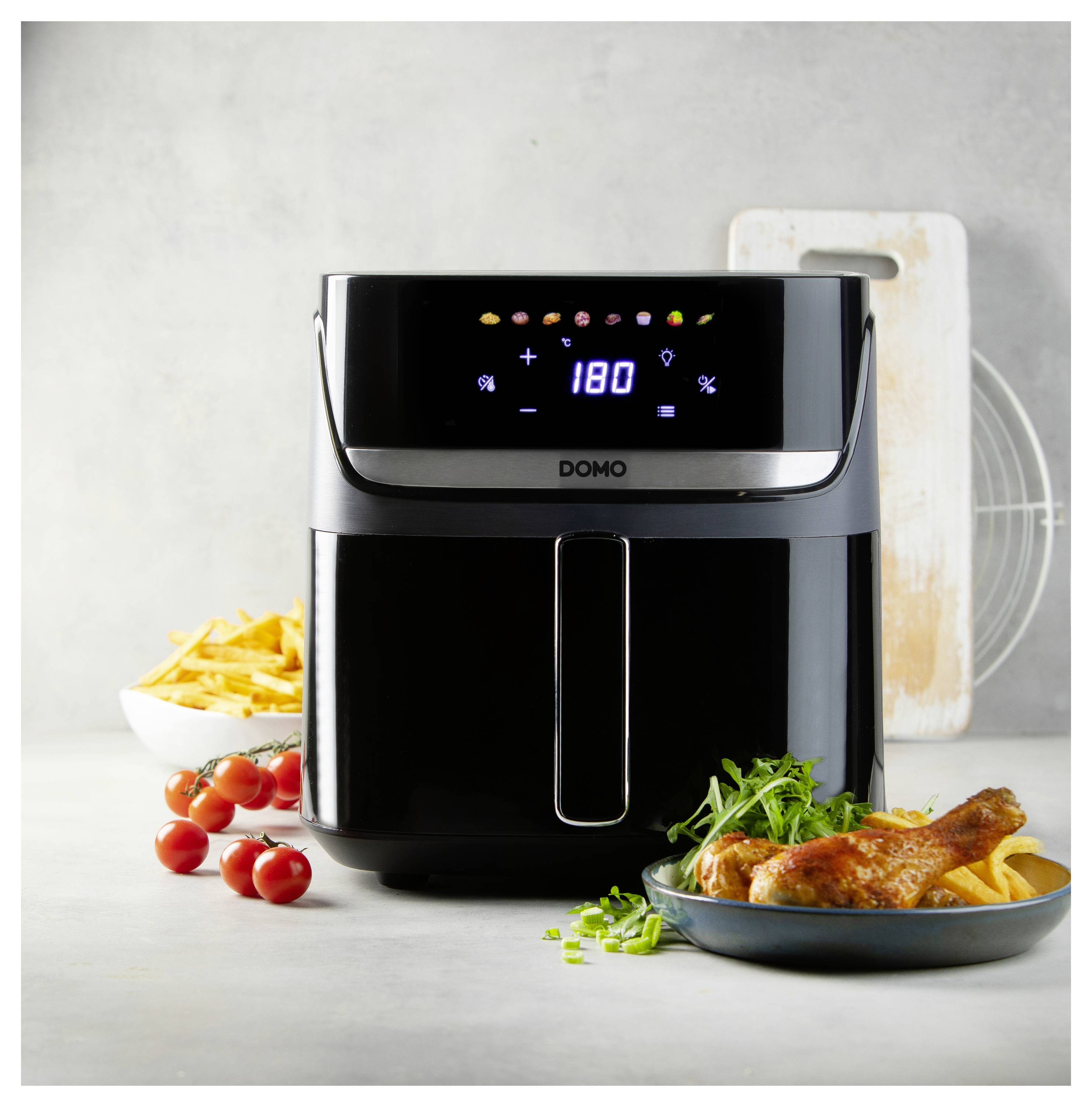 DOMO Heißluft-Fritteuse 2800 W Schwarz, Silber