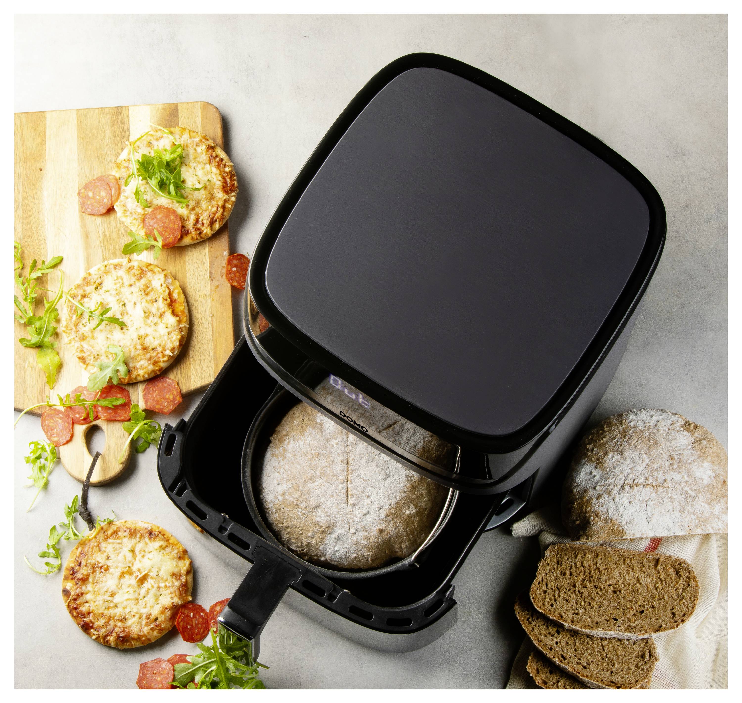 DOMO Heißluft-Fritteuse 2800 W Schwarz, Silber