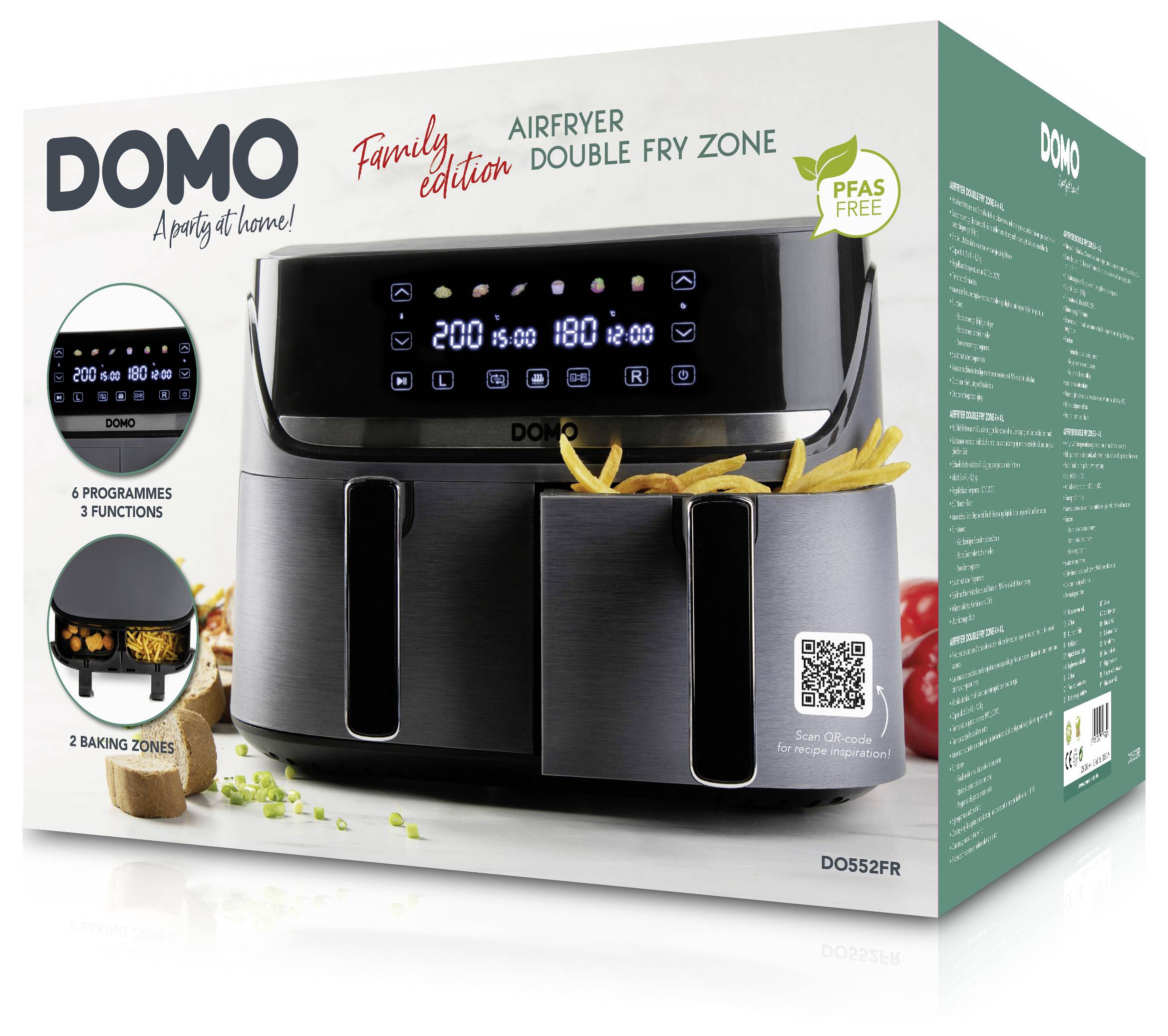 DOMO Heißluft-Fritteuse 2850 W Schwarz, Silber