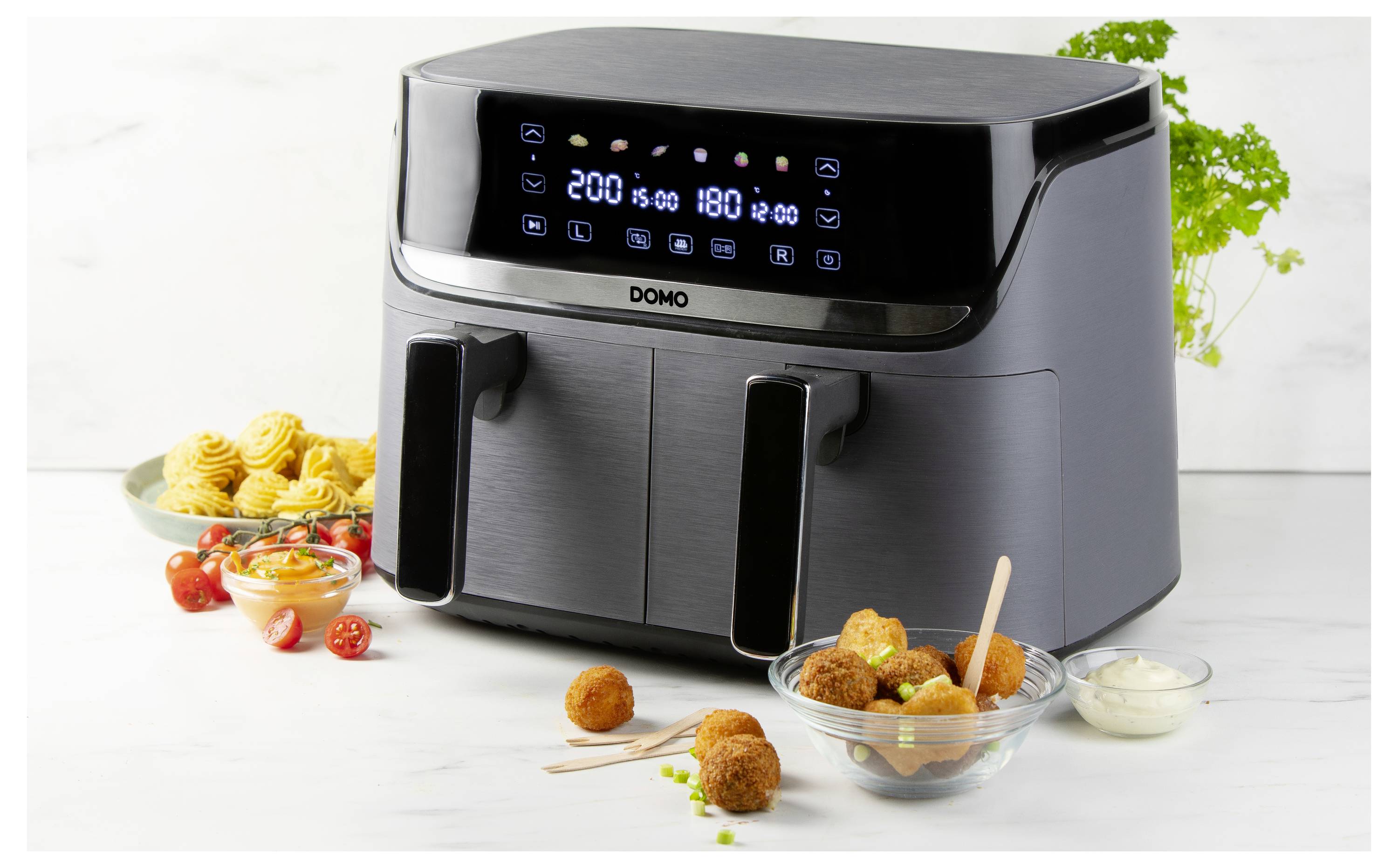 DOMO Heißluft-Fritteuse 2850 W Schwarz, Silber