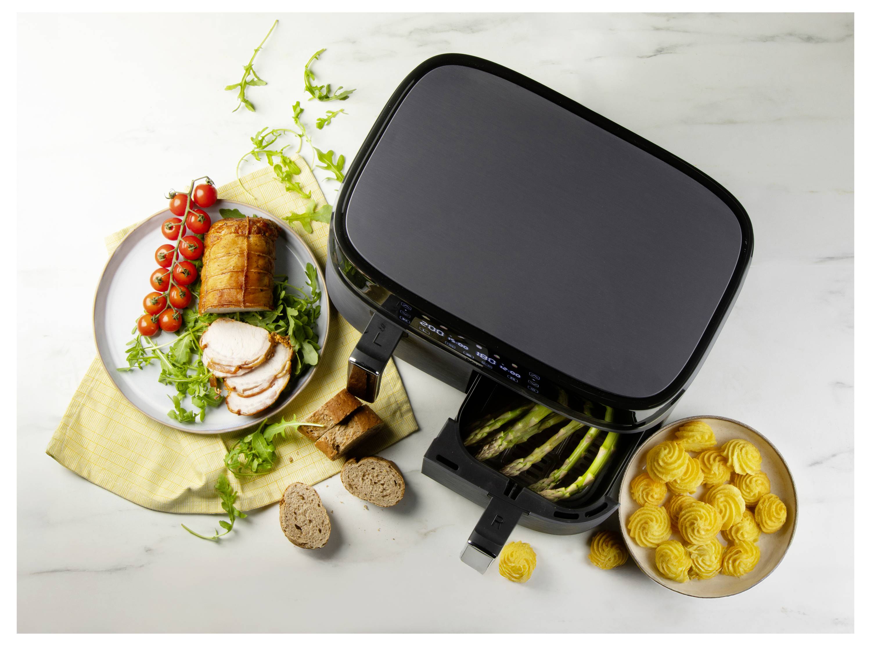 DOMO Heißluft-Fritteuse 2850 W Schwarz, Silber