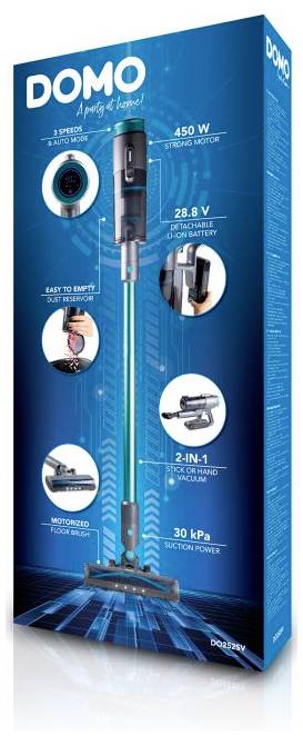 DOMO DO252SV Akku-Handstaubsauger 28.8 V 450 W Beutellos, mit Display, Zyklon-Technik