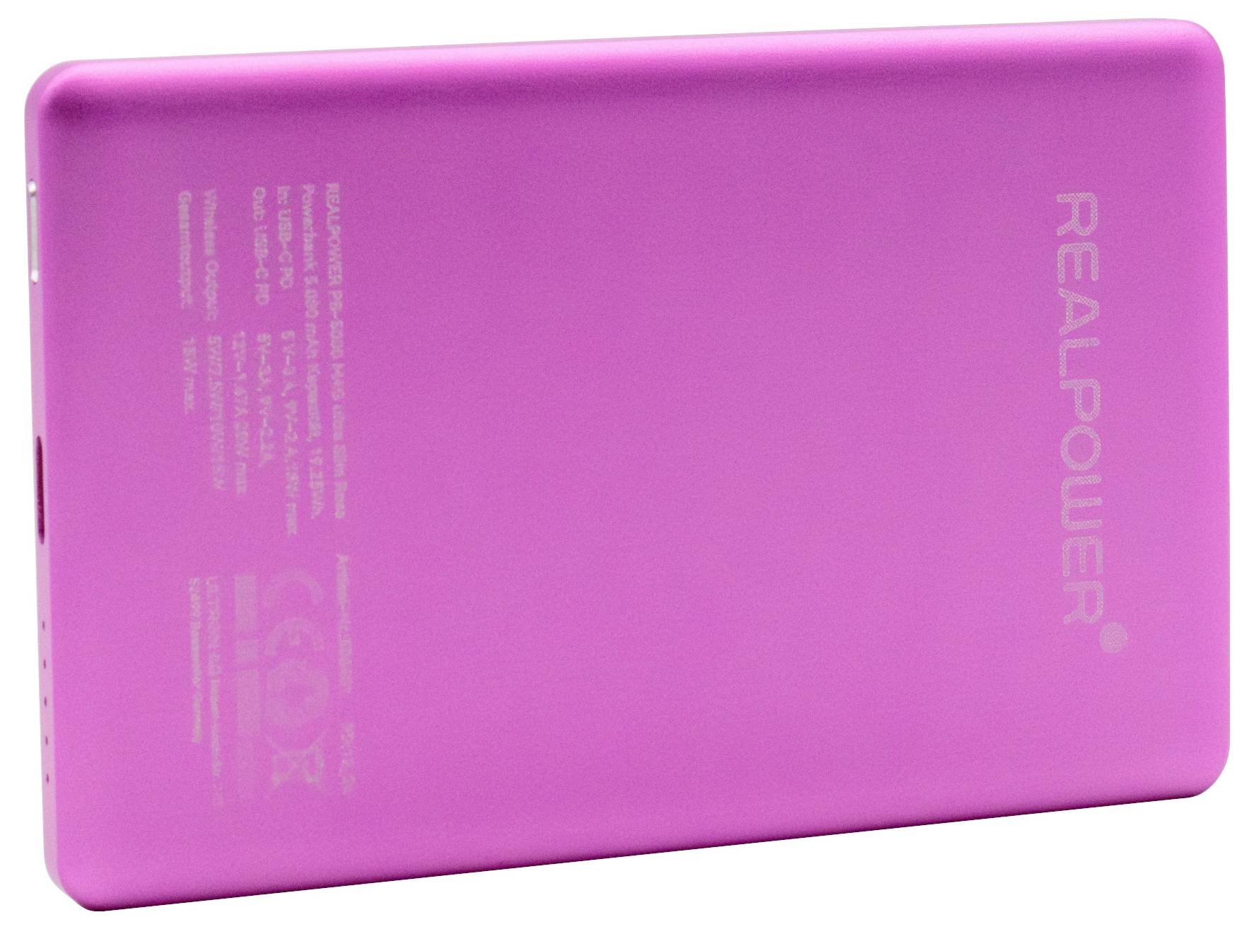 RealPower Powerbank 5.000 mAh USB PD, Qi Wireless Charging, Magsafe USB-C® PD Rose