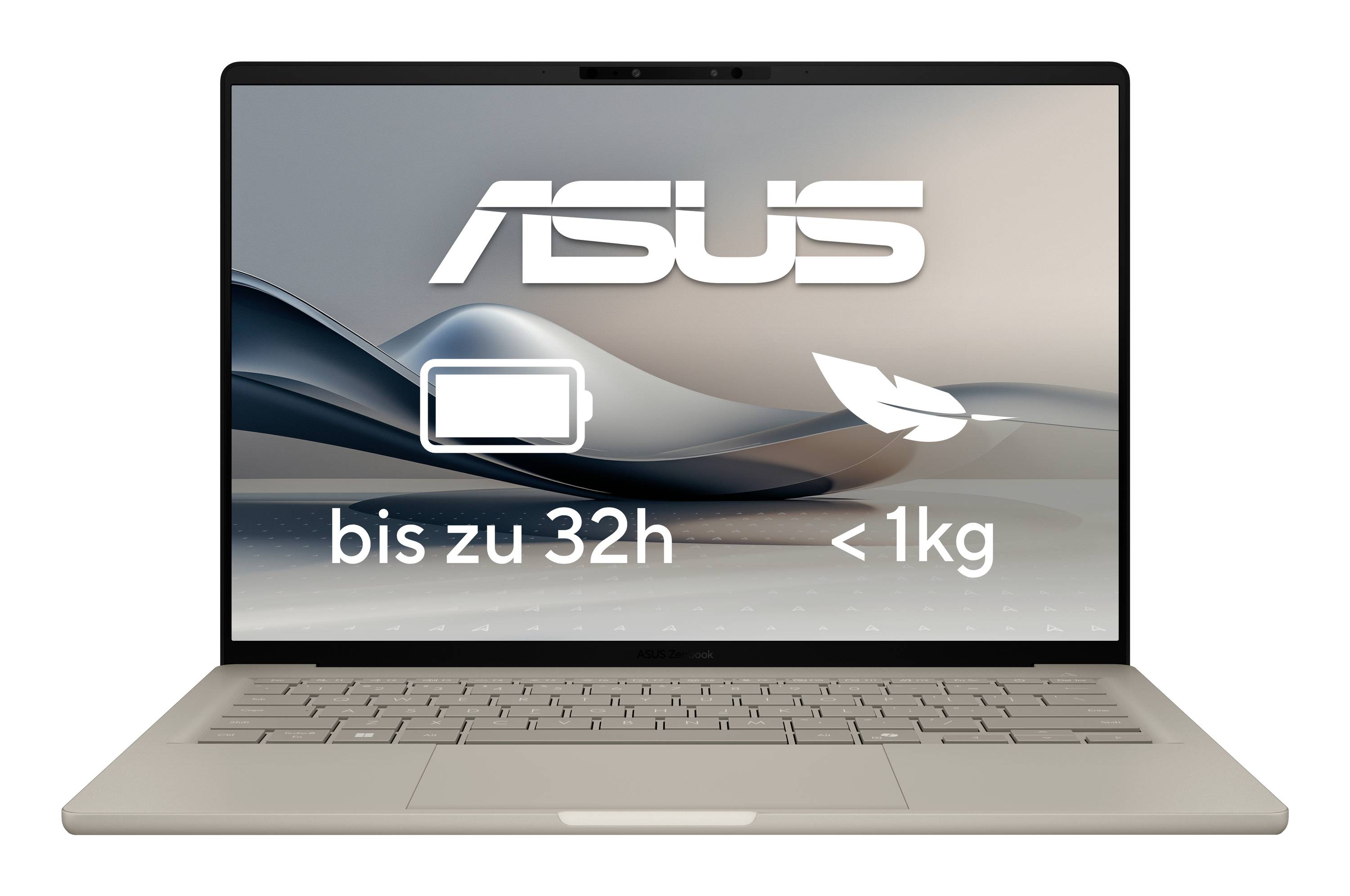 Asus Notebook ZenBook A14 35.6cm (14 Zoll) WUXGA X1-26-100 32GB RAM 1TB SSD Deutsch, QWERTZ Qualcomm Qualcomm Adreno Beige 90NB15