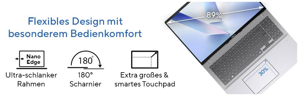 Werbegrafik eines Laptops mit der Hervorhebung 