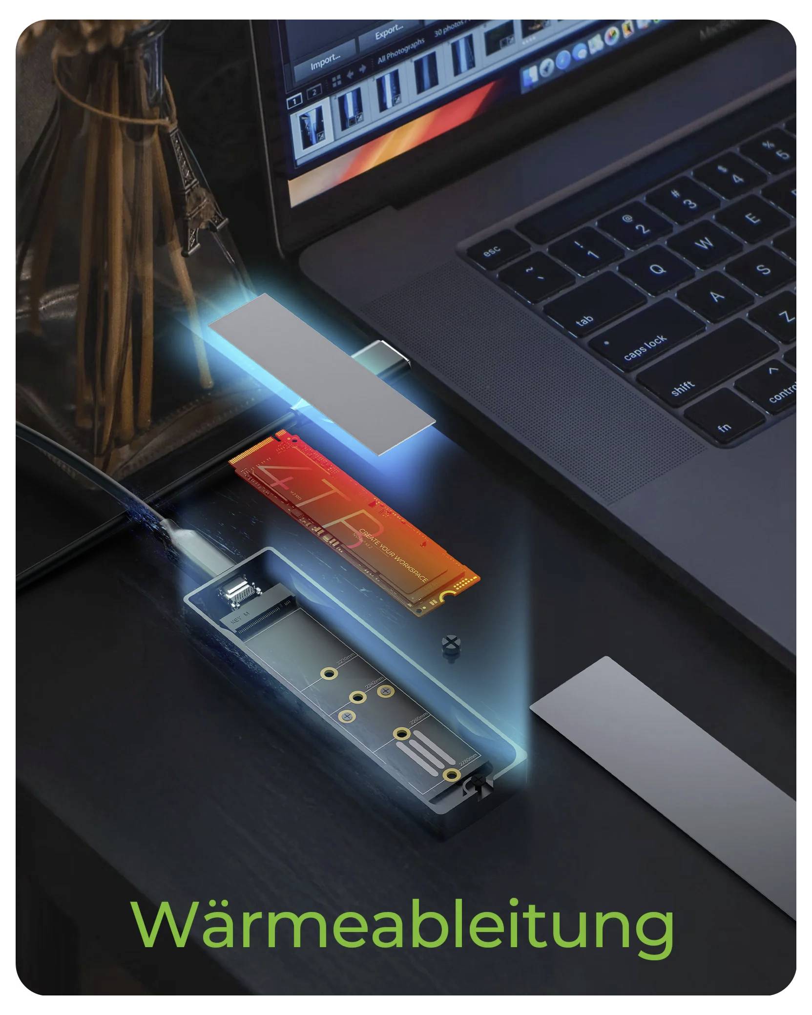 ICY BOX IB-1826MCL-CU31 M.2 SSD-Gehäuse USB-C® 10 GBit/s M.2 PCIe NVMe, M.2 SATA 2230, 2242, 2260, 2280 61188