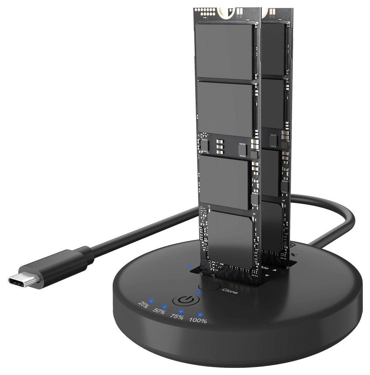 Marketingbild eines Laptops, der mit einem USB-Hub und einer Tastatur verbunden ist, mit Hervorhebung von 