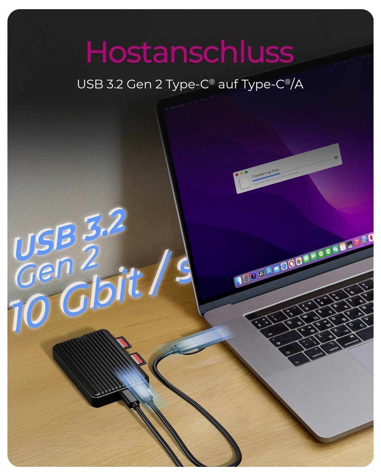 ICY BOX IB-CR602M-C31 M.2 SSD-Gehäuse USB-C® (USB 3.2 Gen 2) 10 GBit/s M.2 PCIe NVMe, M.2 SATA 2280 61154
