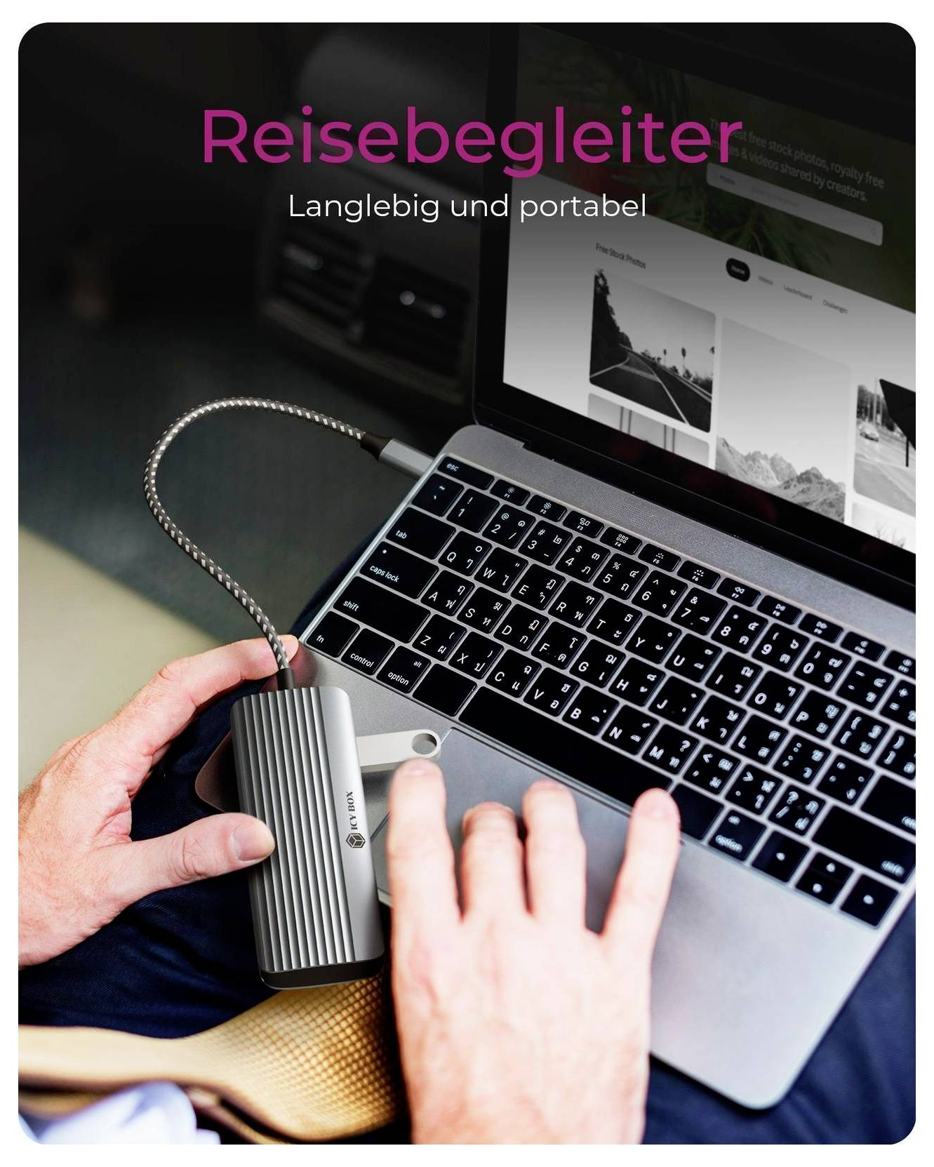 Desktop-Dual-Schacht-Festplattendockingstation mit deutschem Text „Duales Einschubdesign