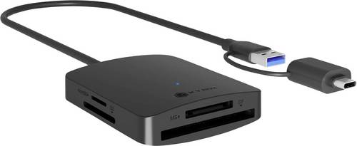 ICY BOX IB-CR302-CU3 Externer Speicherkartenleser USB-A (USB 3.2 Gen 1), USB-C (USB 3.2 Gen 1) Schwarz