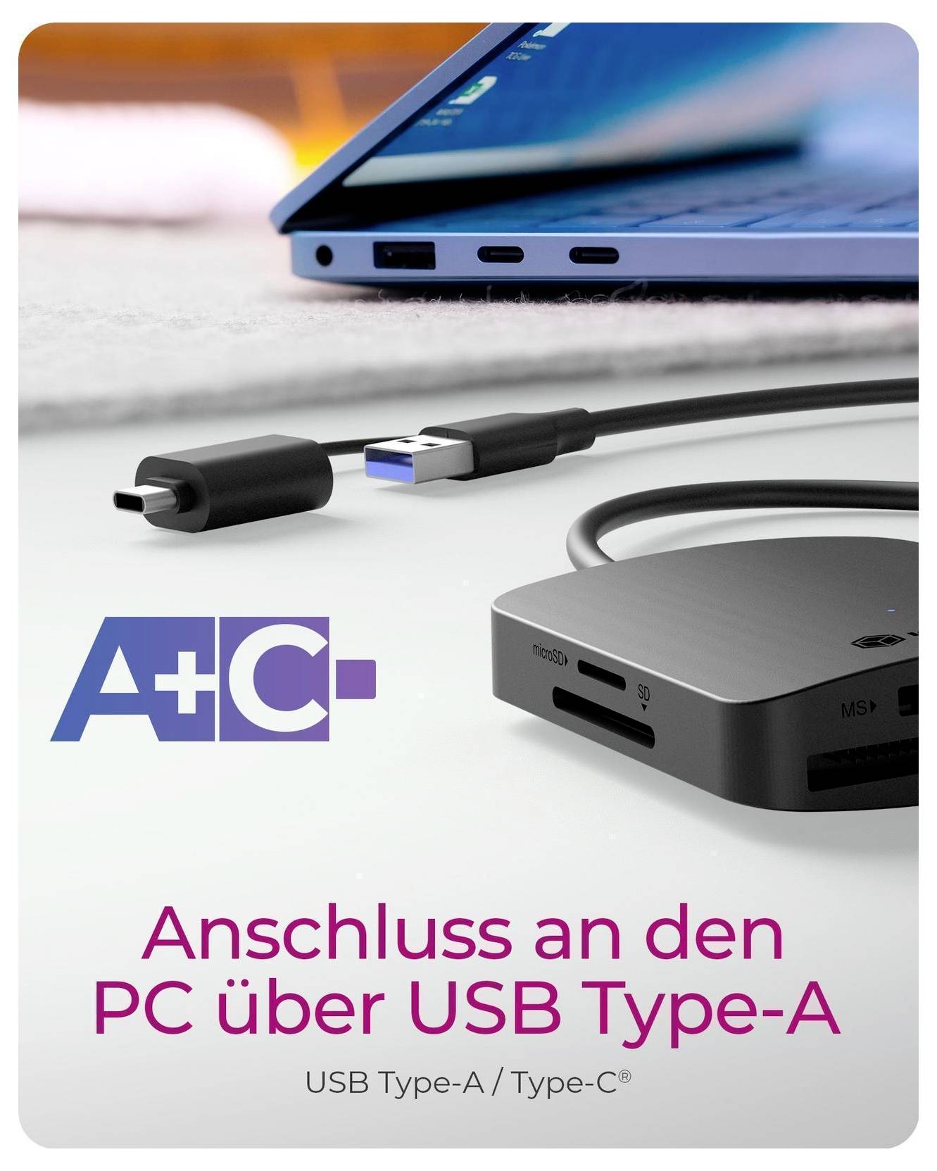 Grafik von vier Laptops um Logos für Windows, macOS, Linux und Chrome OS, mit der deutschen Überschrift „Betriebssystem