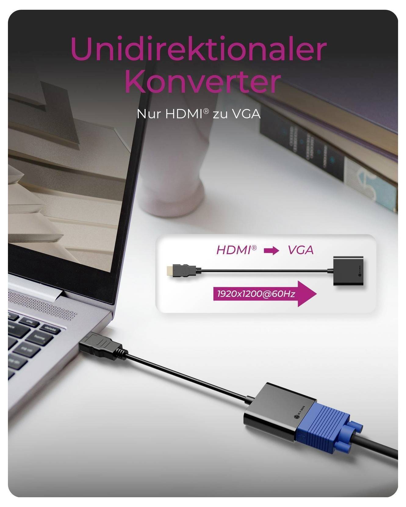 ICY BOX 61119 HDMI / VGA Adapter [1x HDMI® - 1x VGA] Schwarz 200mm