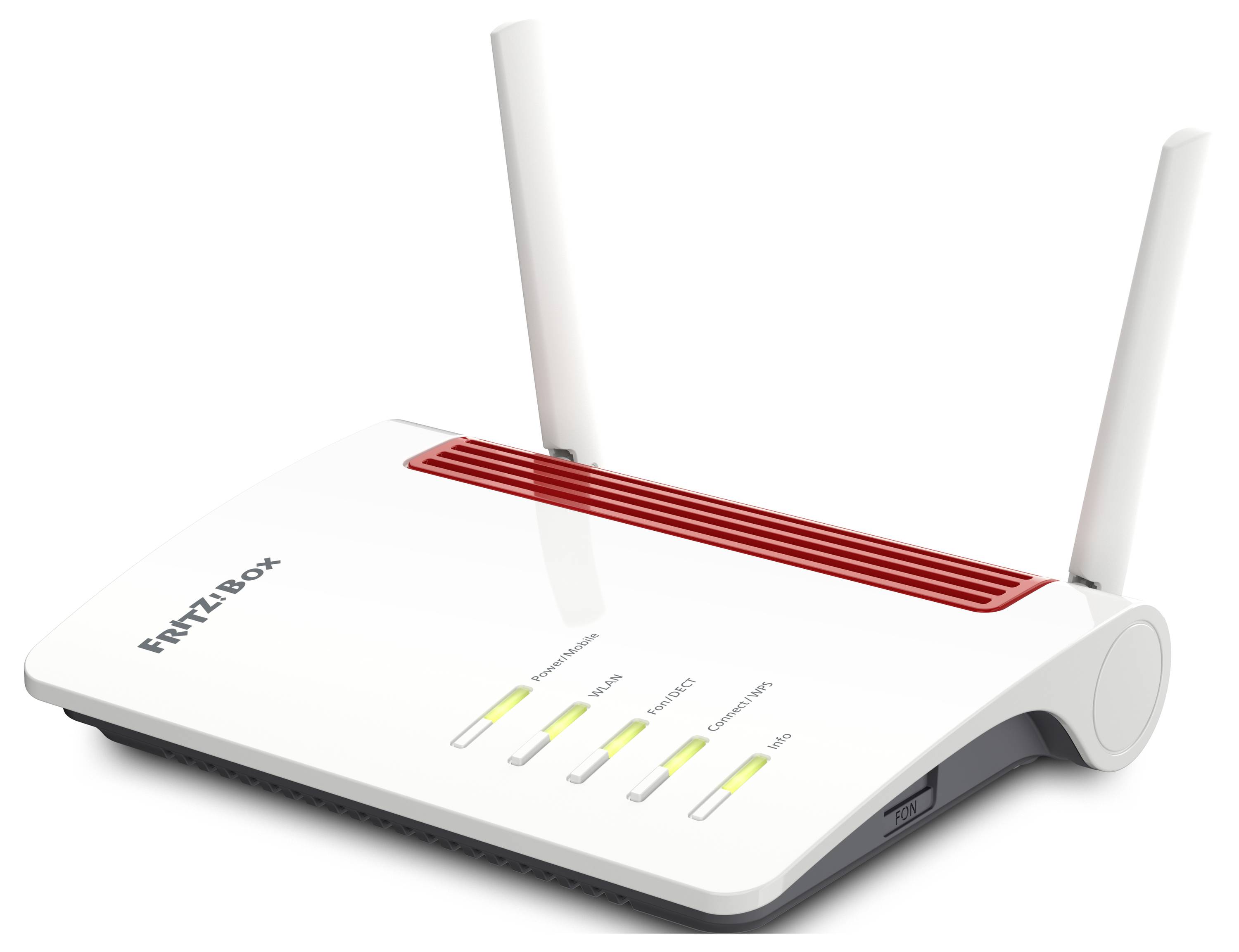 Box 7630, Wi-Fi 7 (802.11be), Dual-Band (2,4 GHz/5 GHz), Ethernet/LAN, ADSL2+, Weiß, Rot, Tabletop-Router