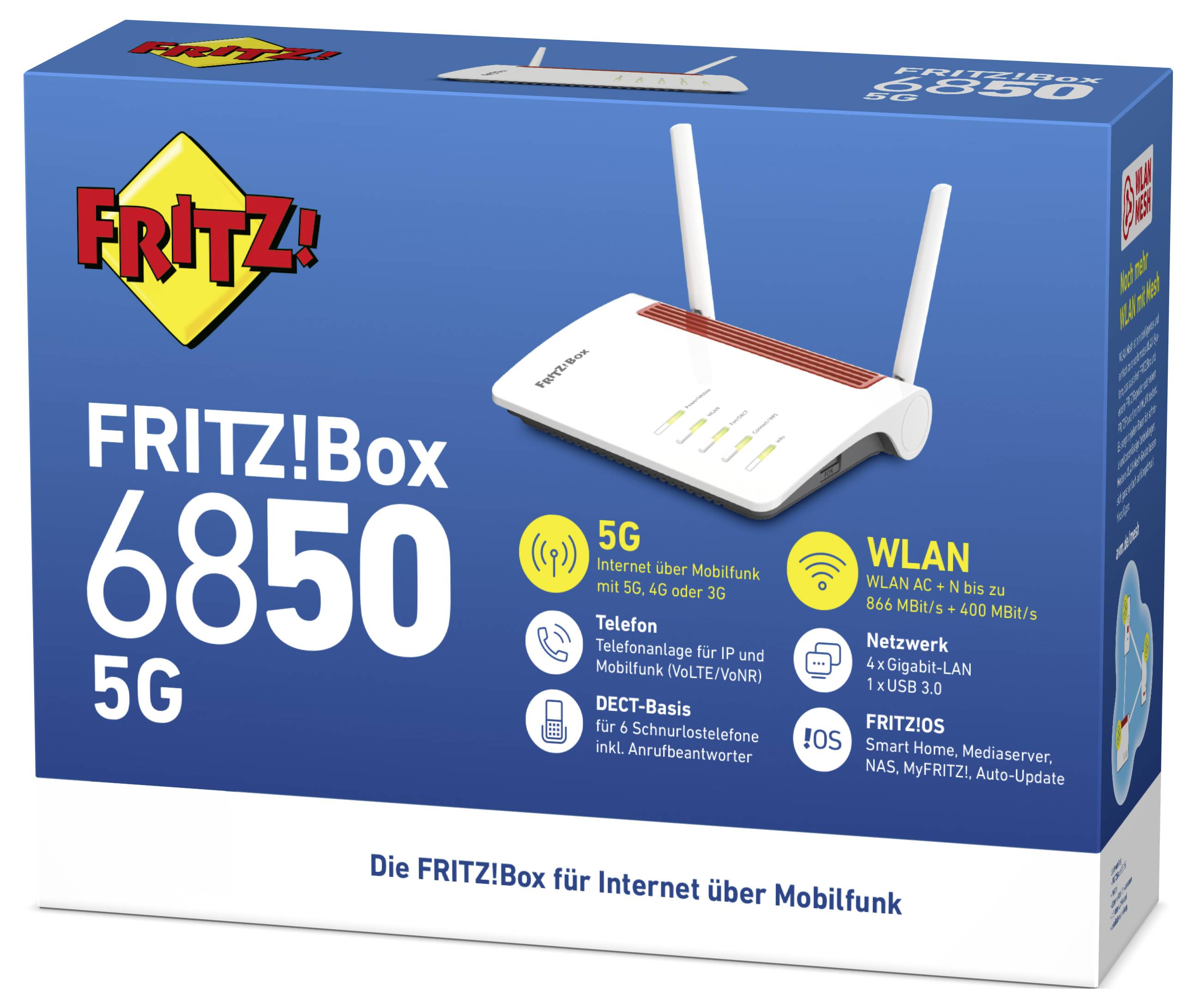 Box 7630, Wi-Fi 7 (802.11be), Dual-Band (2,4 GHz/5 GHz), Ethernet/LAN, ADSL2+, Weiß, Rot, Tabletop-Router