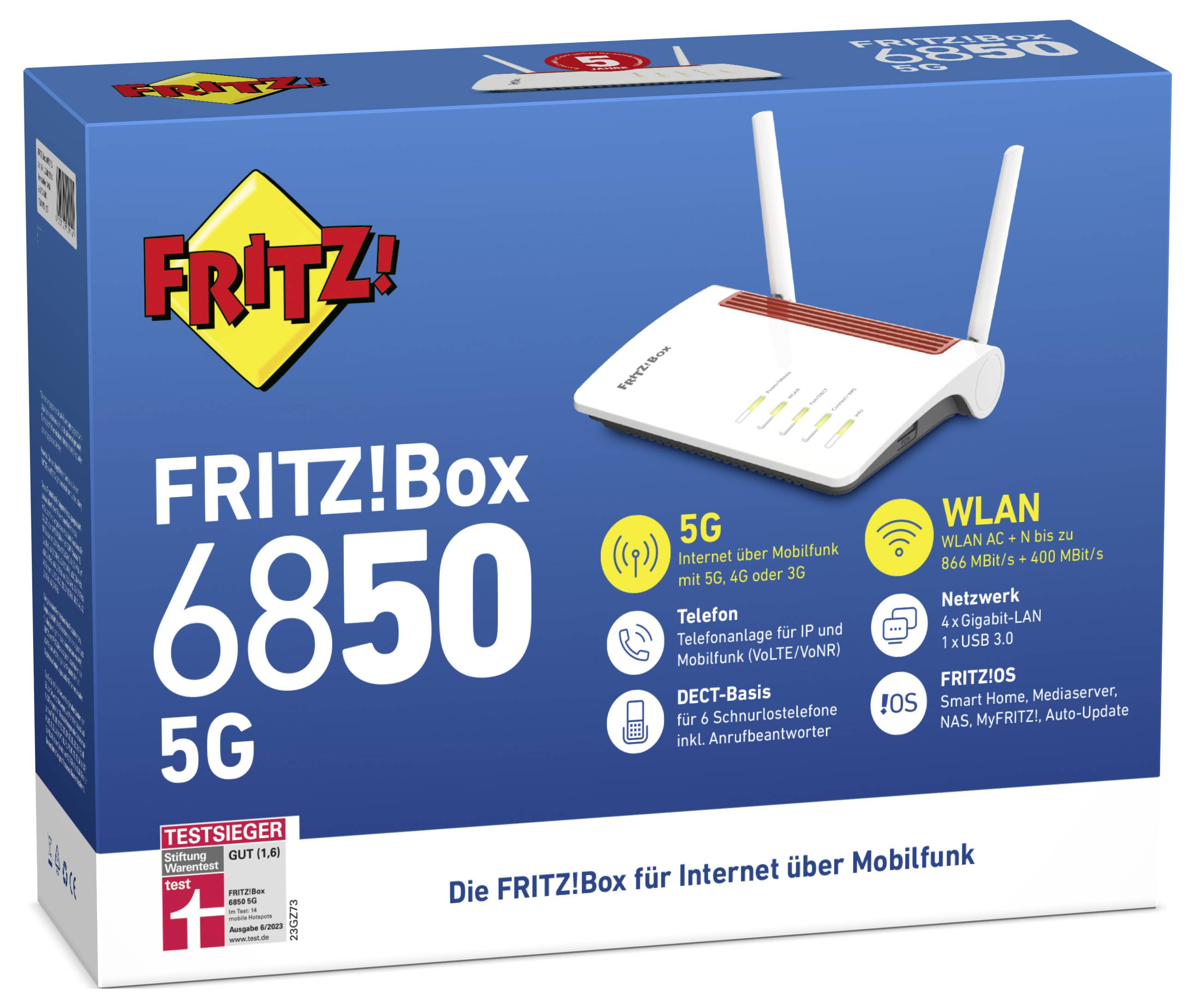 Box 7630, Wi-Fi 7 (802.11be), Dual-Band (2,4 GHz/5 GHz), Ethernet/LAN, ADSL2+, Weiß, Rot, Tabletop-Router