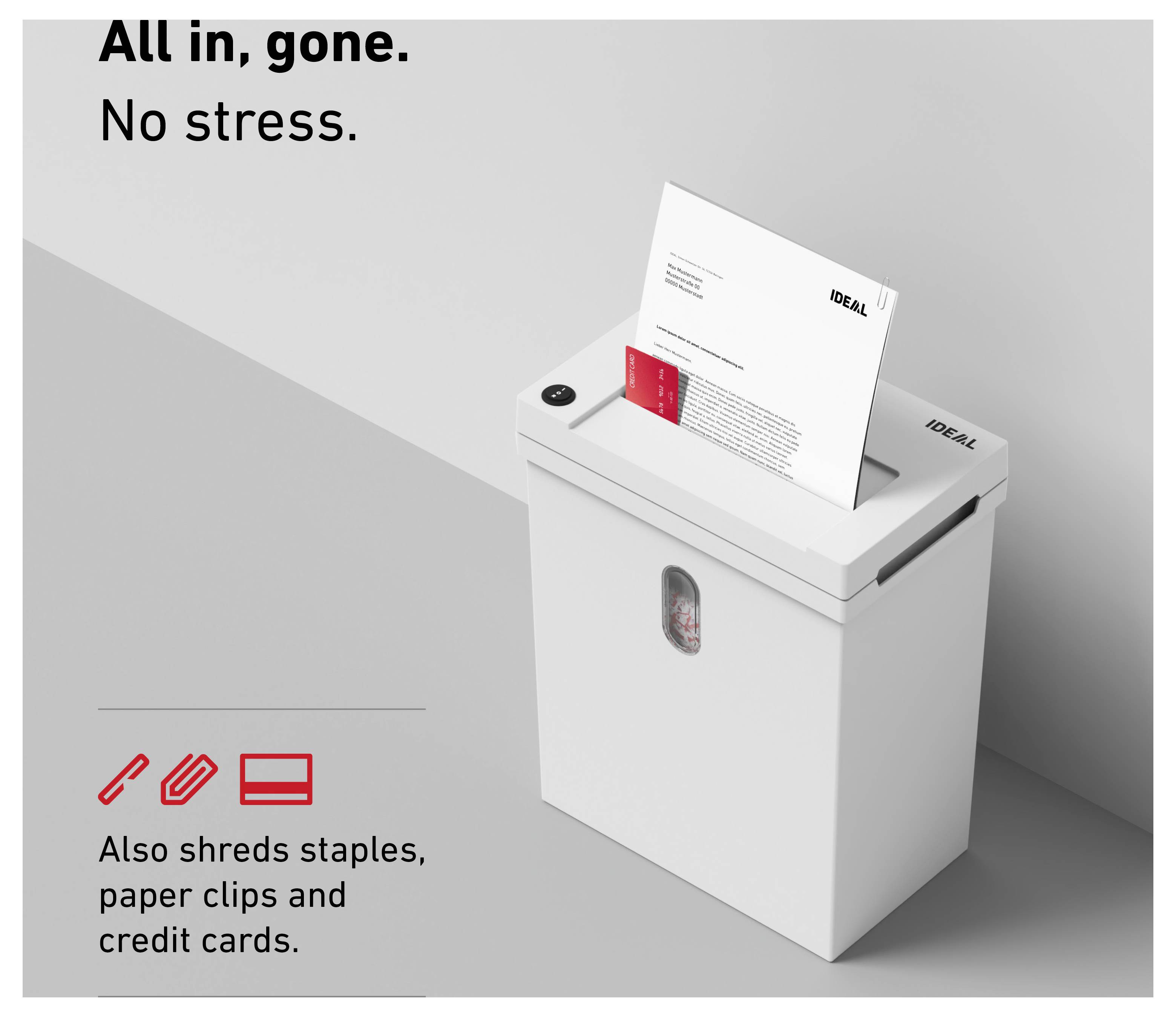 Krug & Priester IDEAL SHREDCAT 8100 Aktenvernichter 10 Blatt Partikelschnitt 5 x 30mm P-4 20l Vernichtet auch Büroklammern