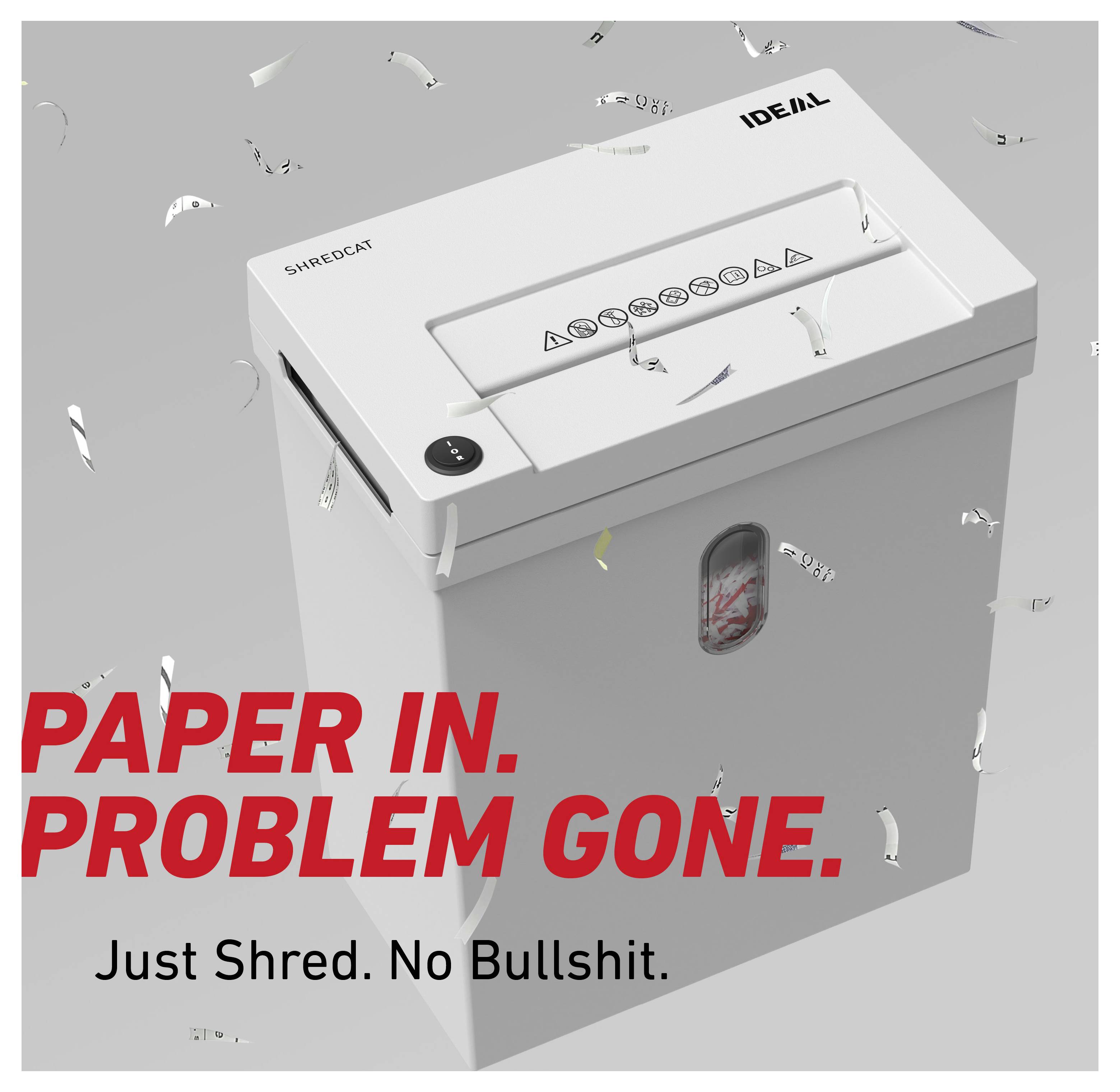 Krug & Priester IDEAL SHREDCAT 8100 Aktenvernichter 10 Blatt Partikelschnitt 5 x 30mm P-4 20l Vernichtet auch Büroklammern