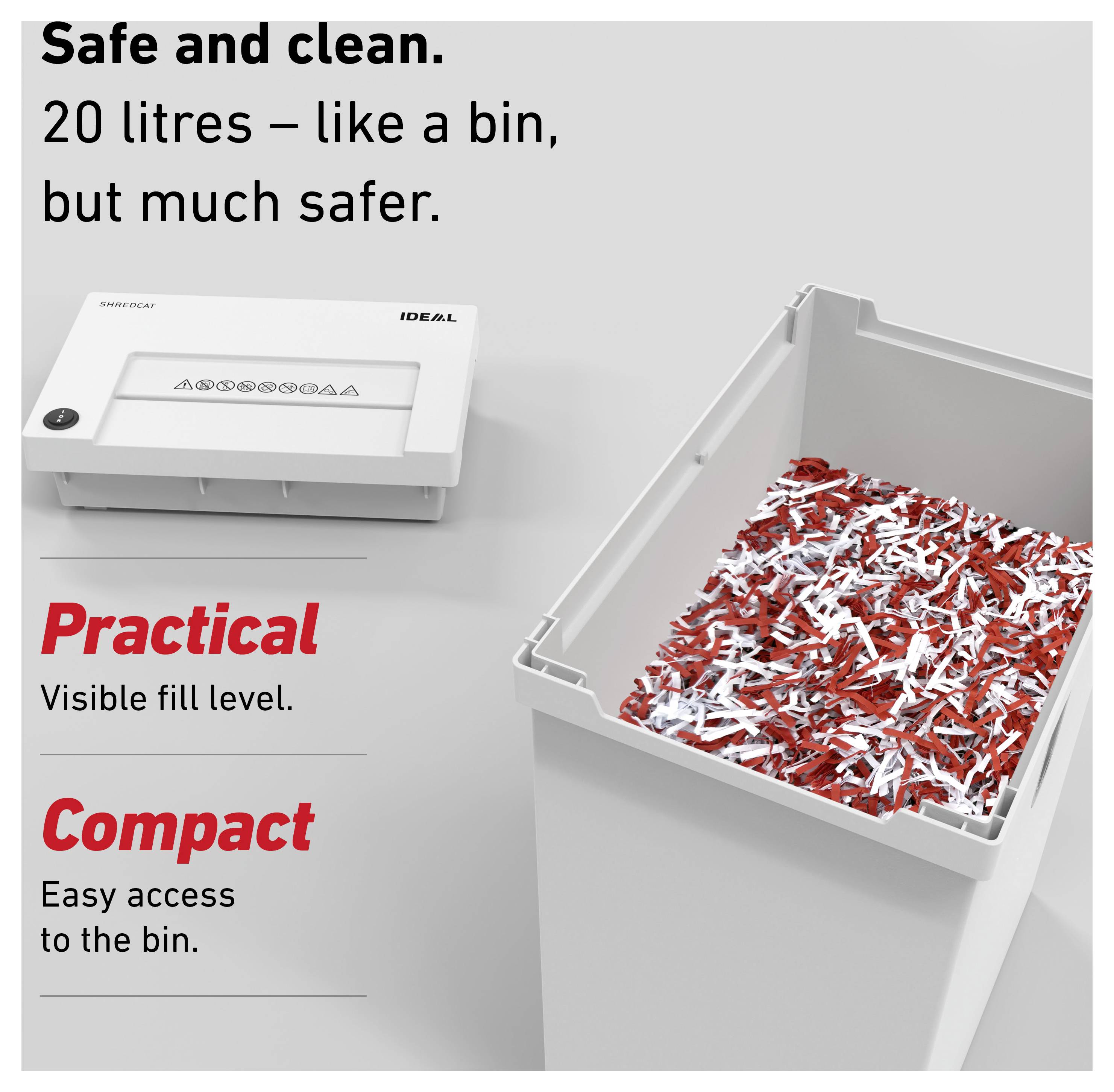 Krug & Priester IDEAL SHREDCAT 8100 Aktenvernichter 10 Blatt Partikelschnitt 5 x 30mm P-4 20l Vernichtet auch Büroklammern
