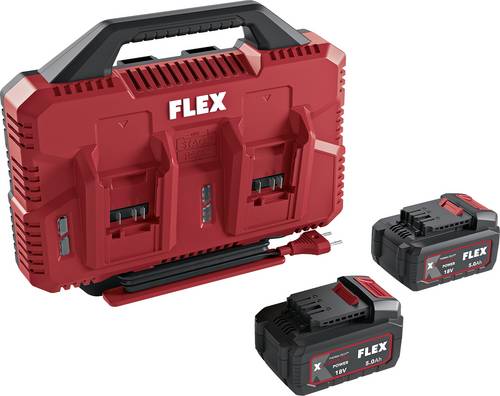 Flex 534911 Stack Pack + 2x 5 Ah Werkzeug-Akku und Ladegerät 18 V 5 Ah